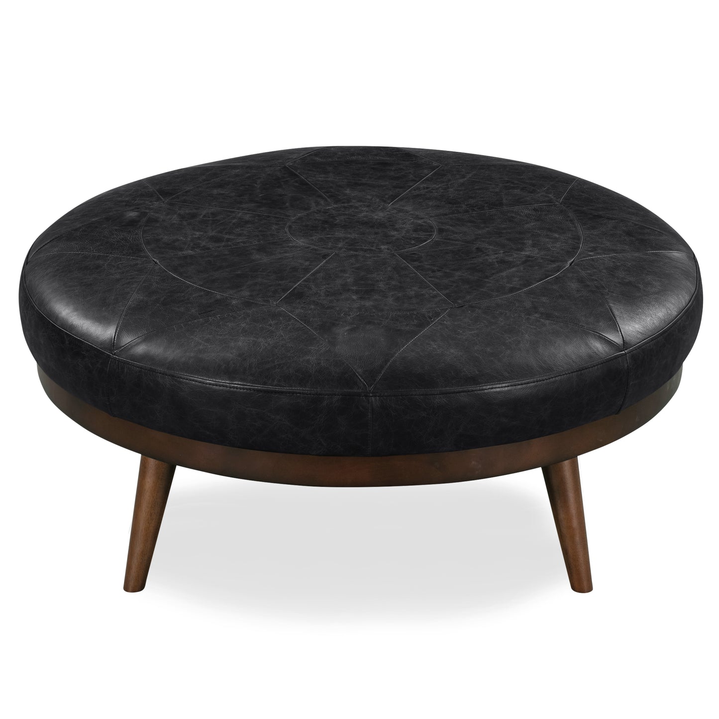 Gio Leather Ottoman | Onyx Black
