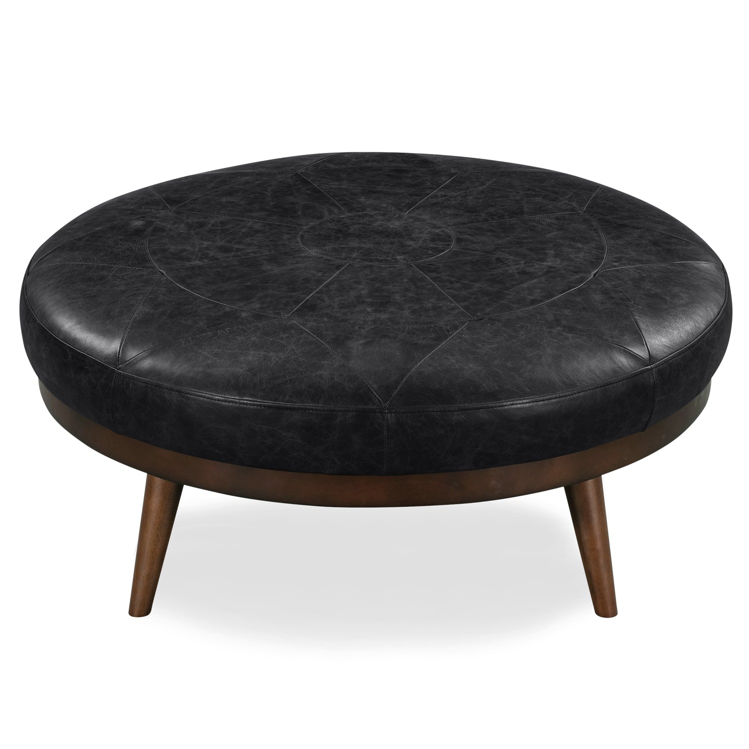 Gio Leather Ottoman | Onyx Black 