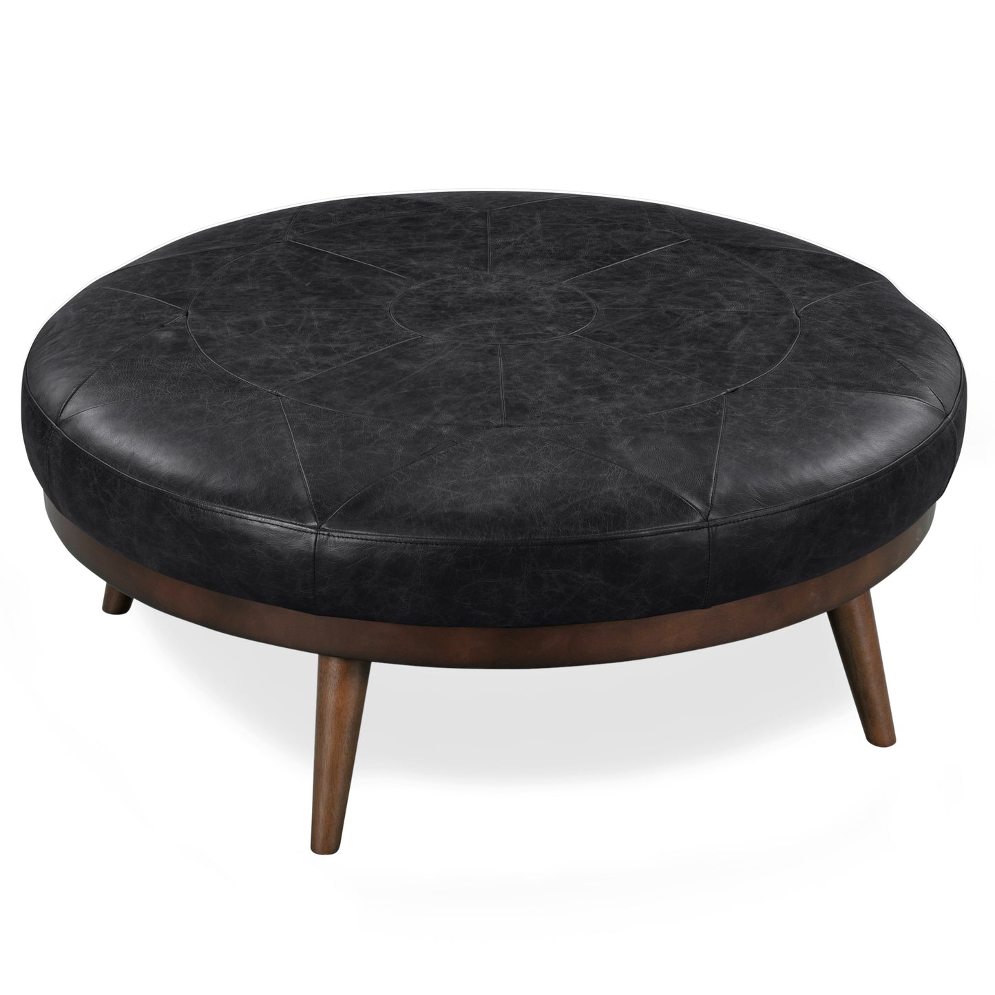 Gio Leather Ottoman | Onyx Black