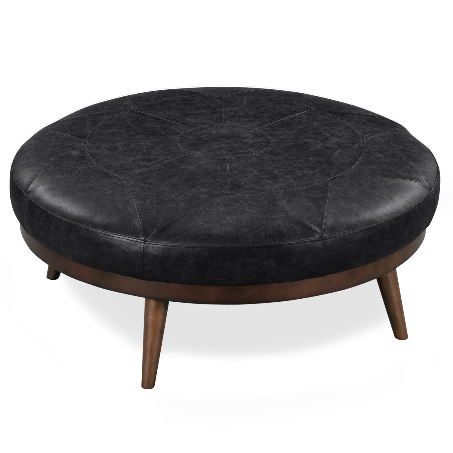 Gio Leather Ottoman | Onyx Black 