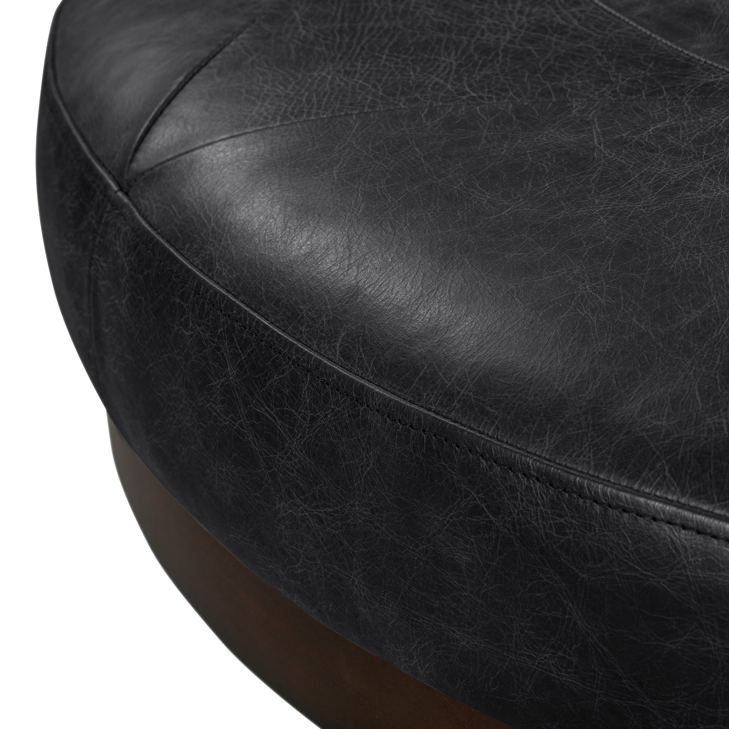 Gio Leather Ottoman | Onyx Black