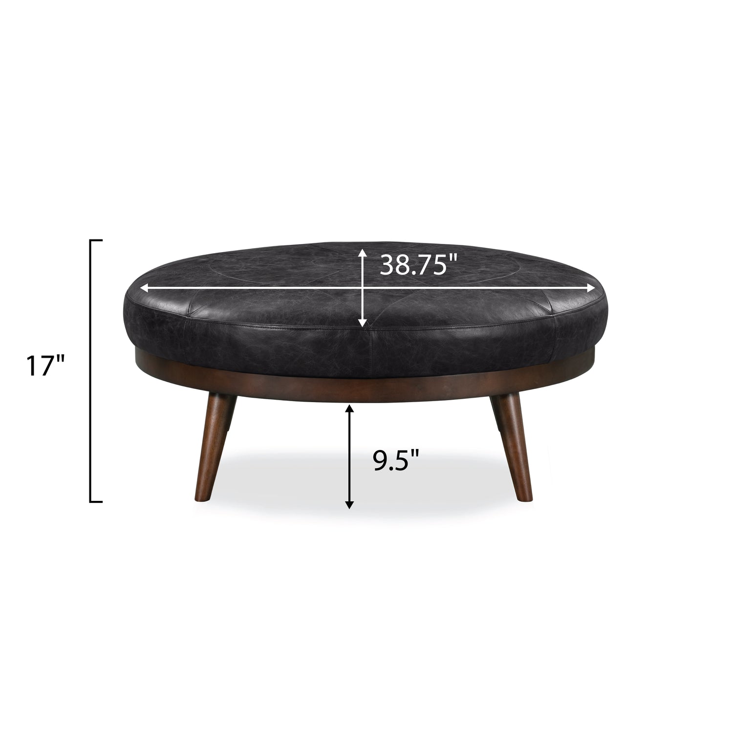 Gio Leather Ottoman | Onyx Black 