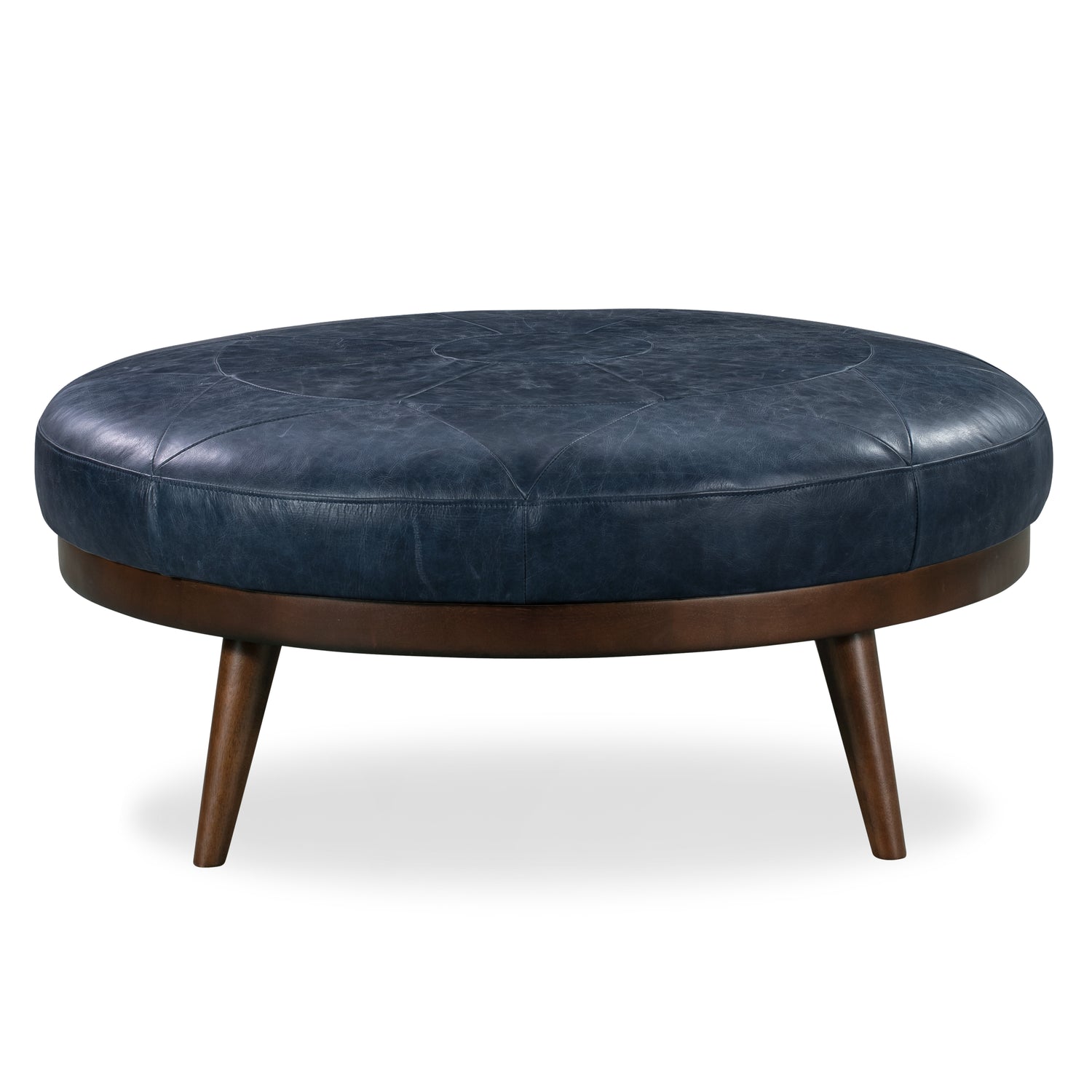 Gio Leather Ottoman | Midnight Blue 
