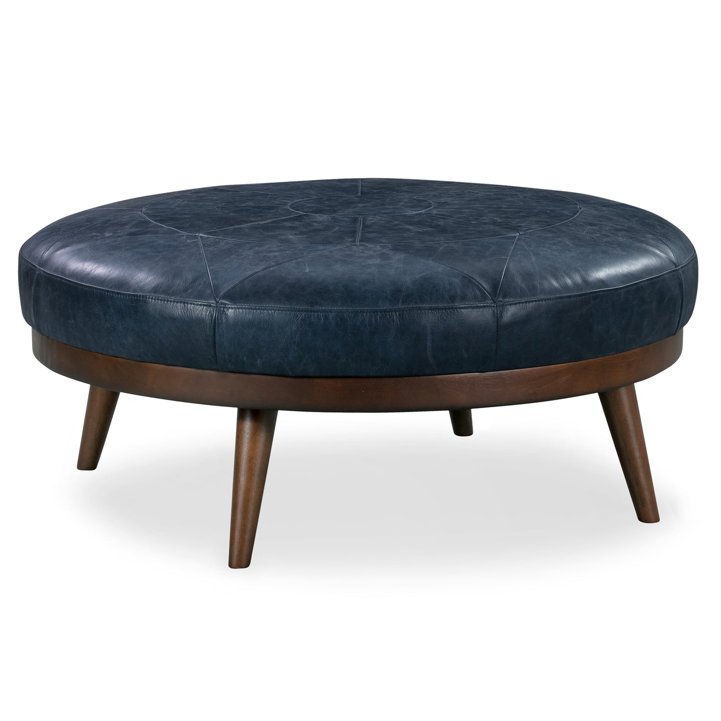 Gio Leather Ottoman | Midnight Blue