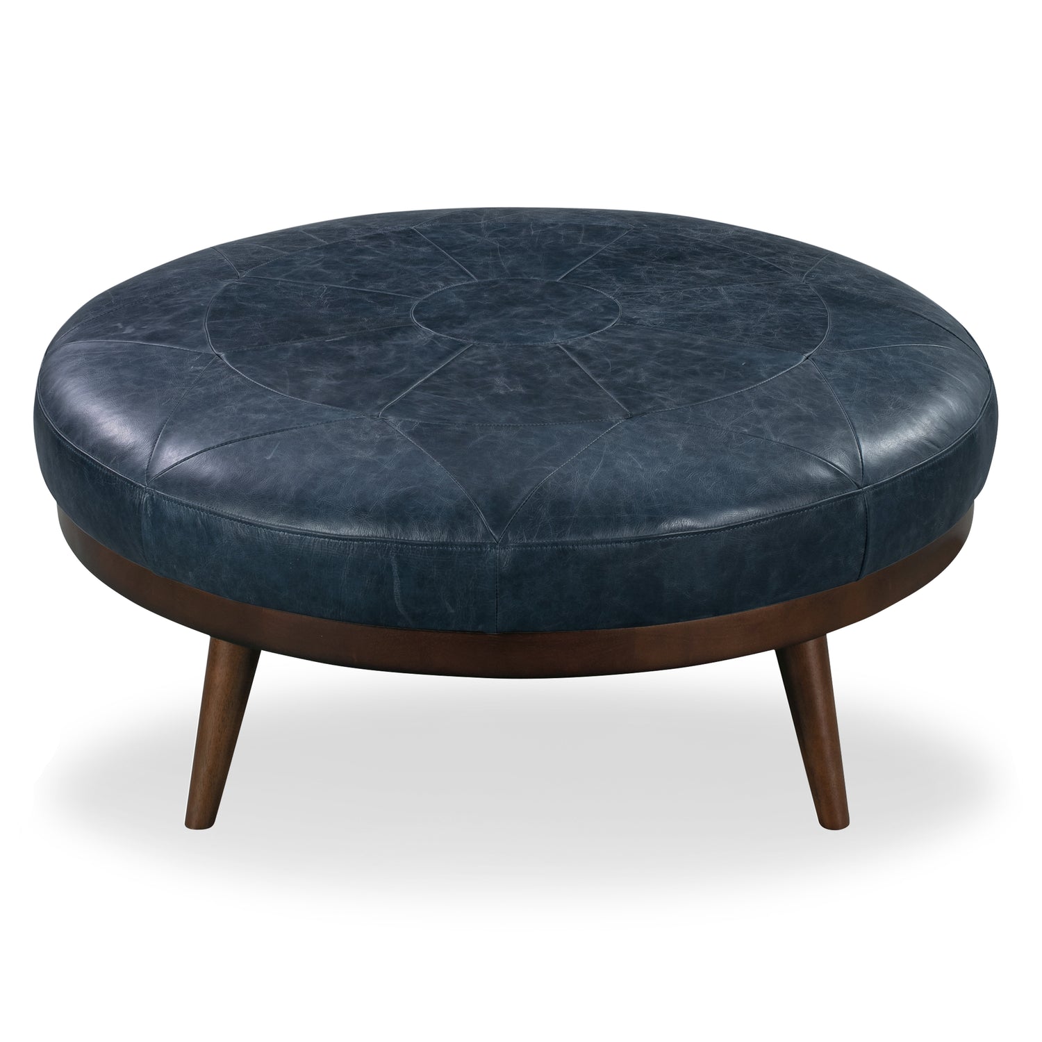 Gio Leather Ottoman | Midnight Blue 