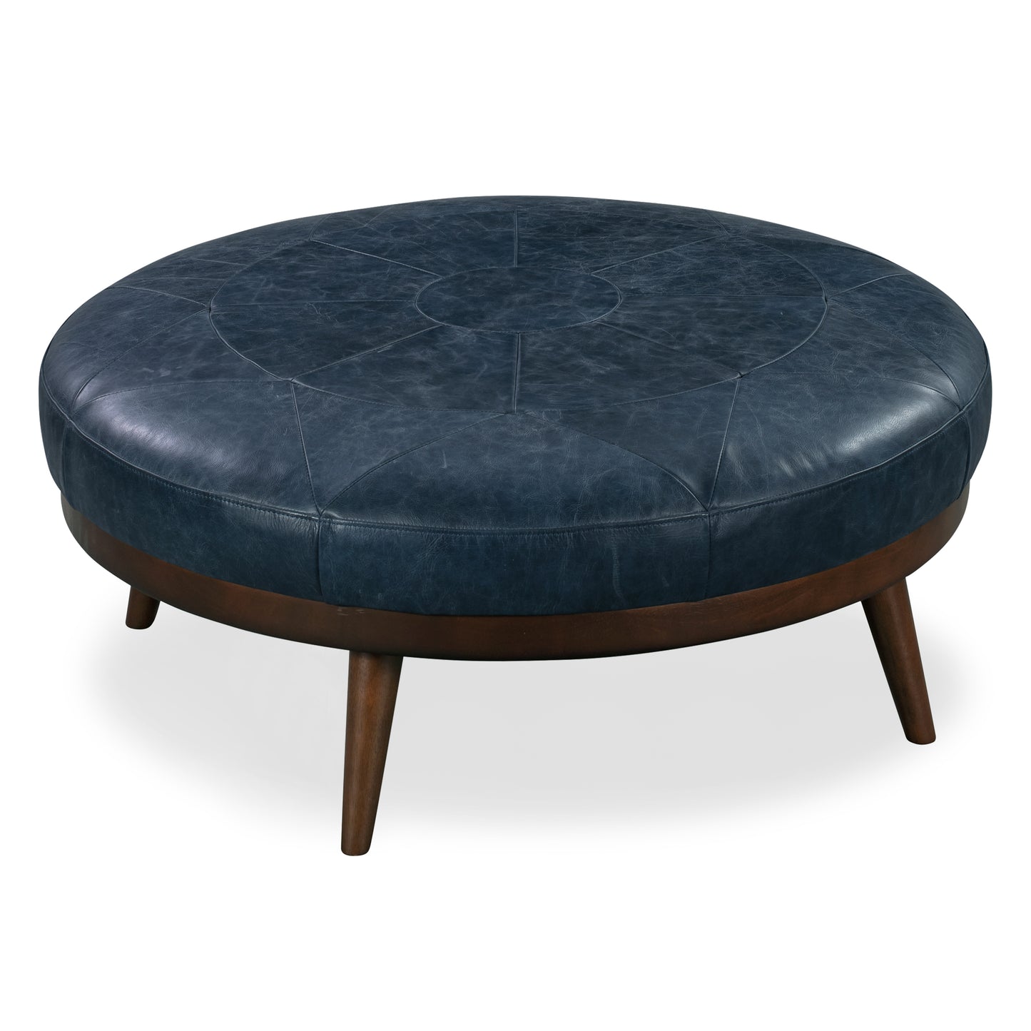 Gio Leather Ottoman | Midnight Blue