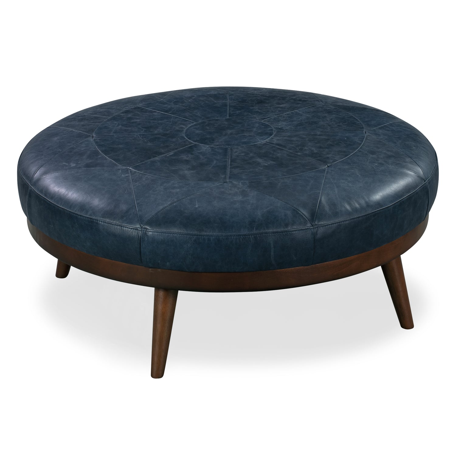 Gio Leather Ottoman | Midnight Blue 