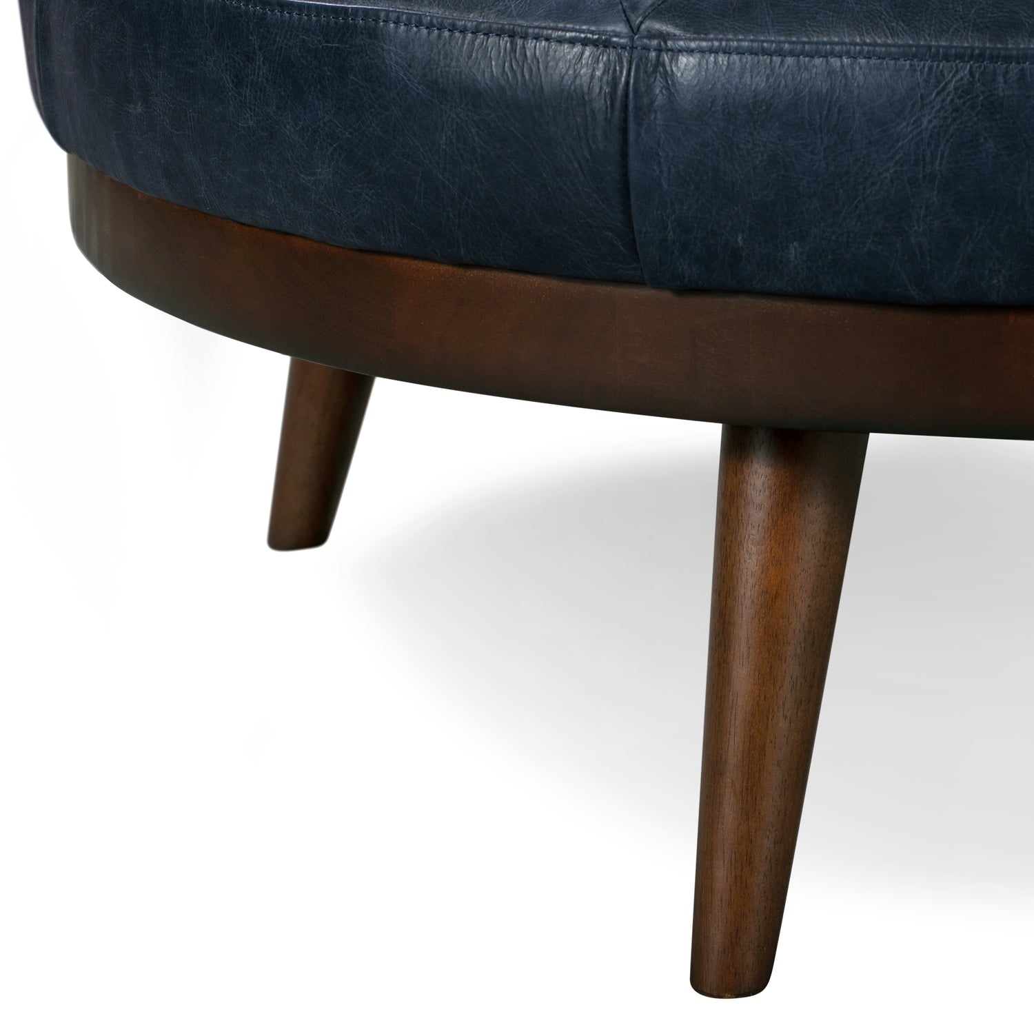 Gio Leather Ottoman | Midnight Blue 