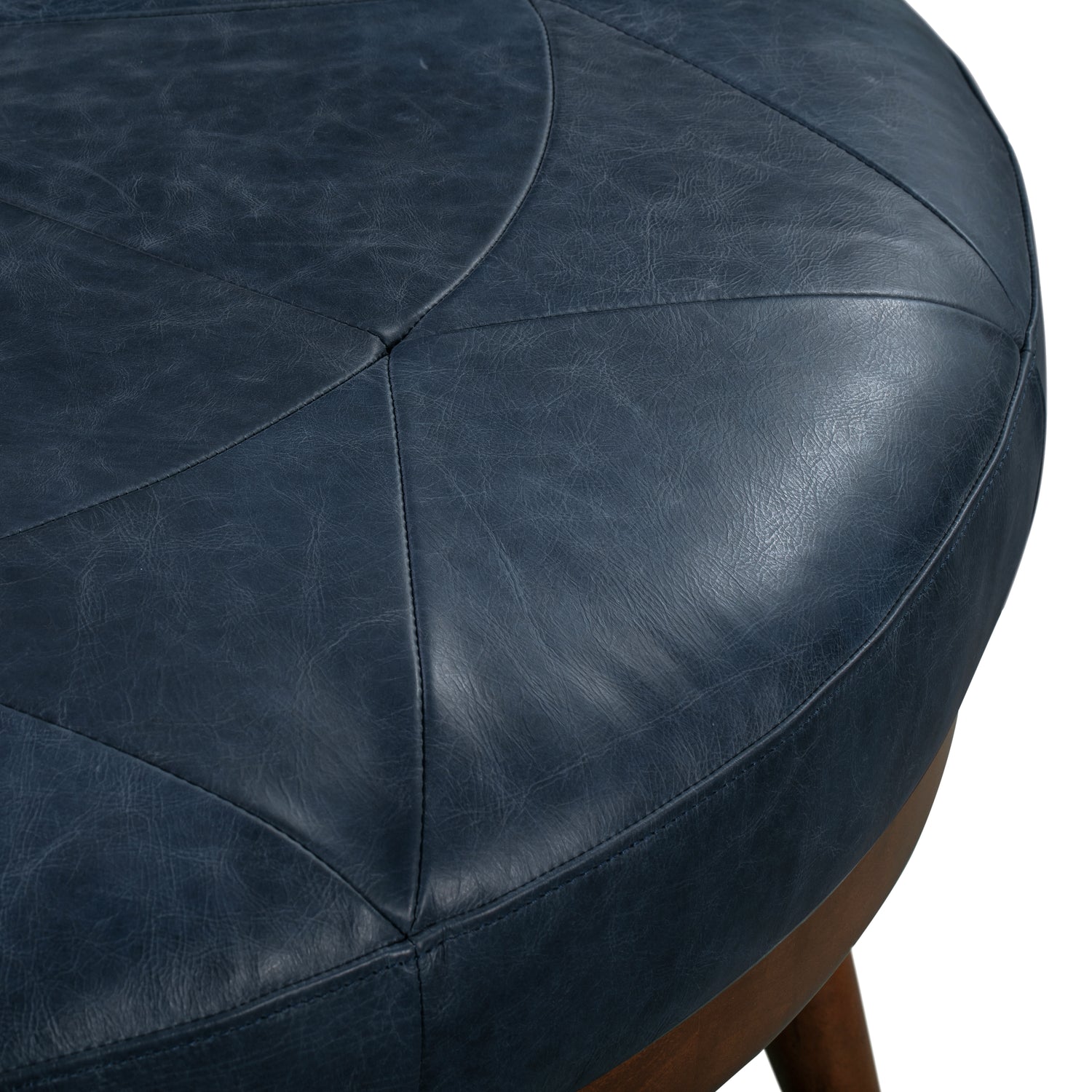 Gio Leather Ottoman | Midnight Blue 