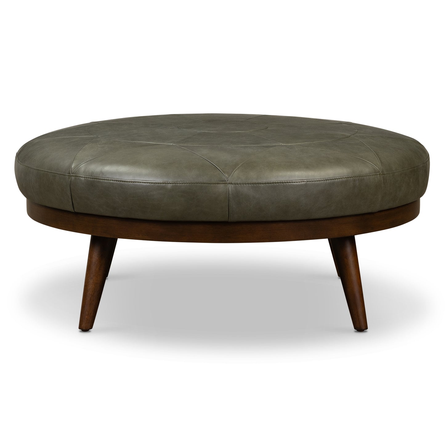 Gio Leather Ottoman | Olivine Green