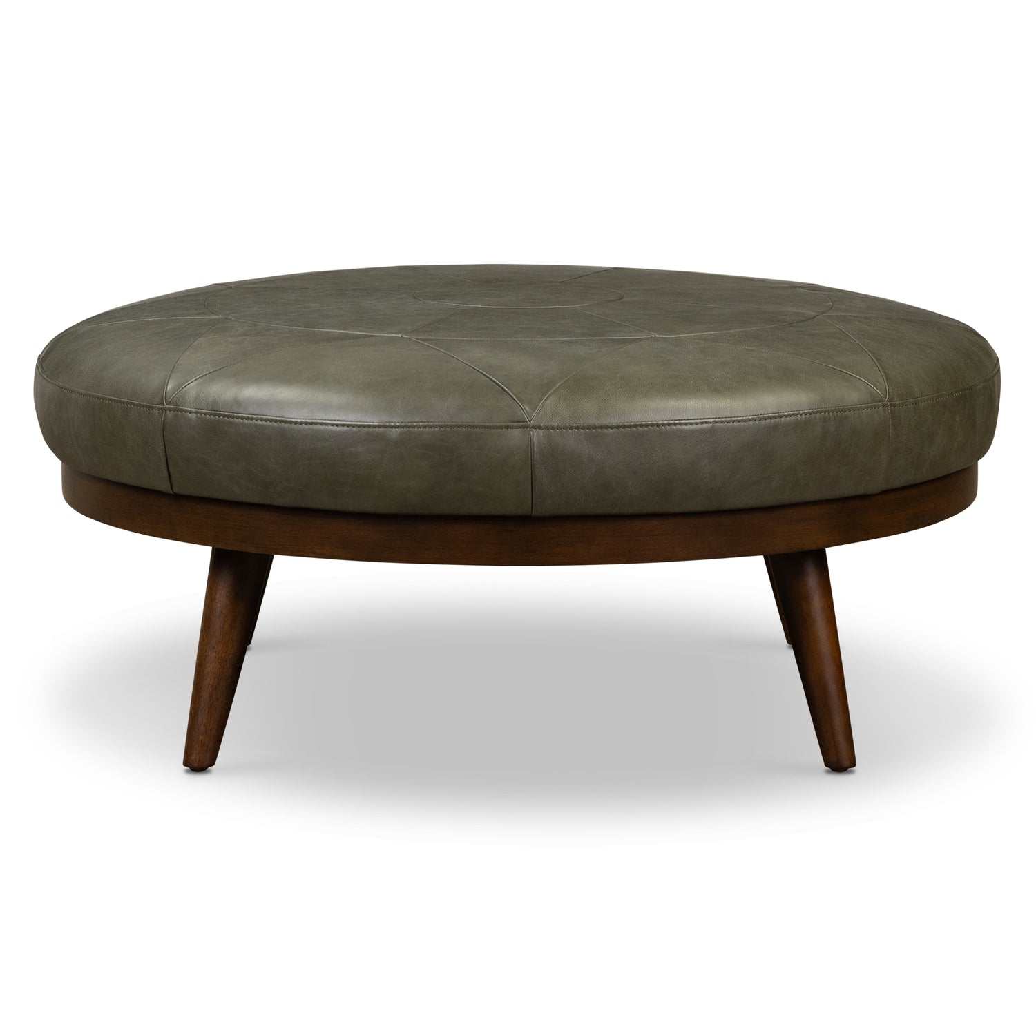 Gio Leather Ottoman | Olivine Green 