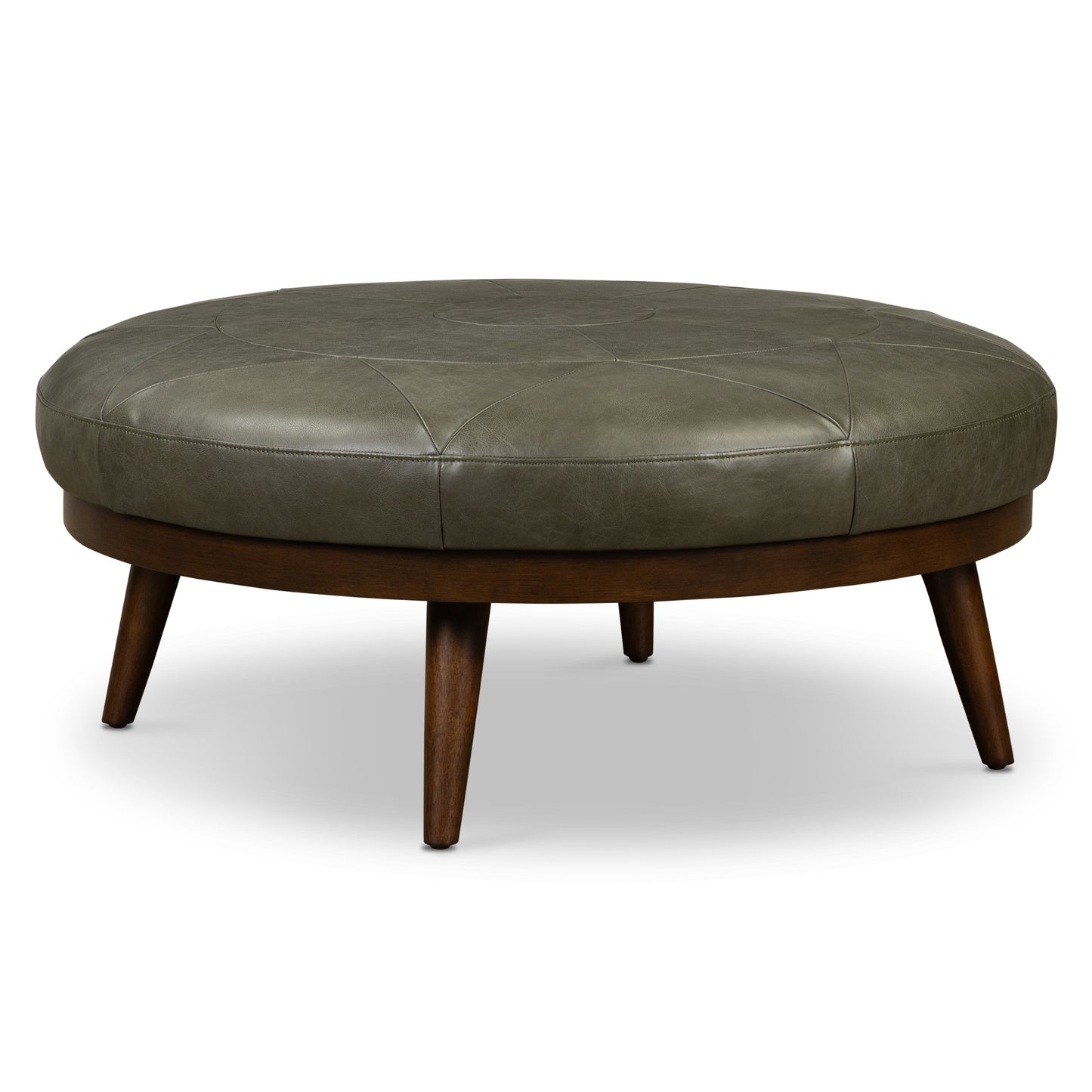 Gio Leather Ottoman | Olivine Green