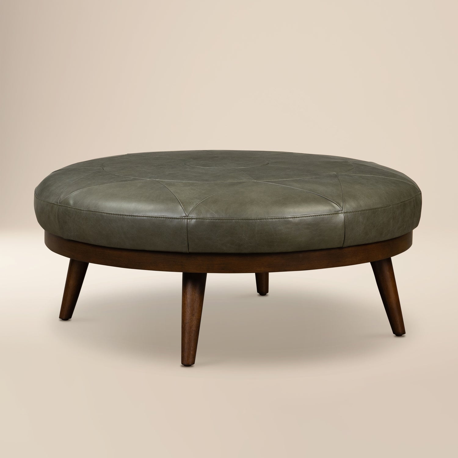 Gio Leather Ottoman | Olivine Green 