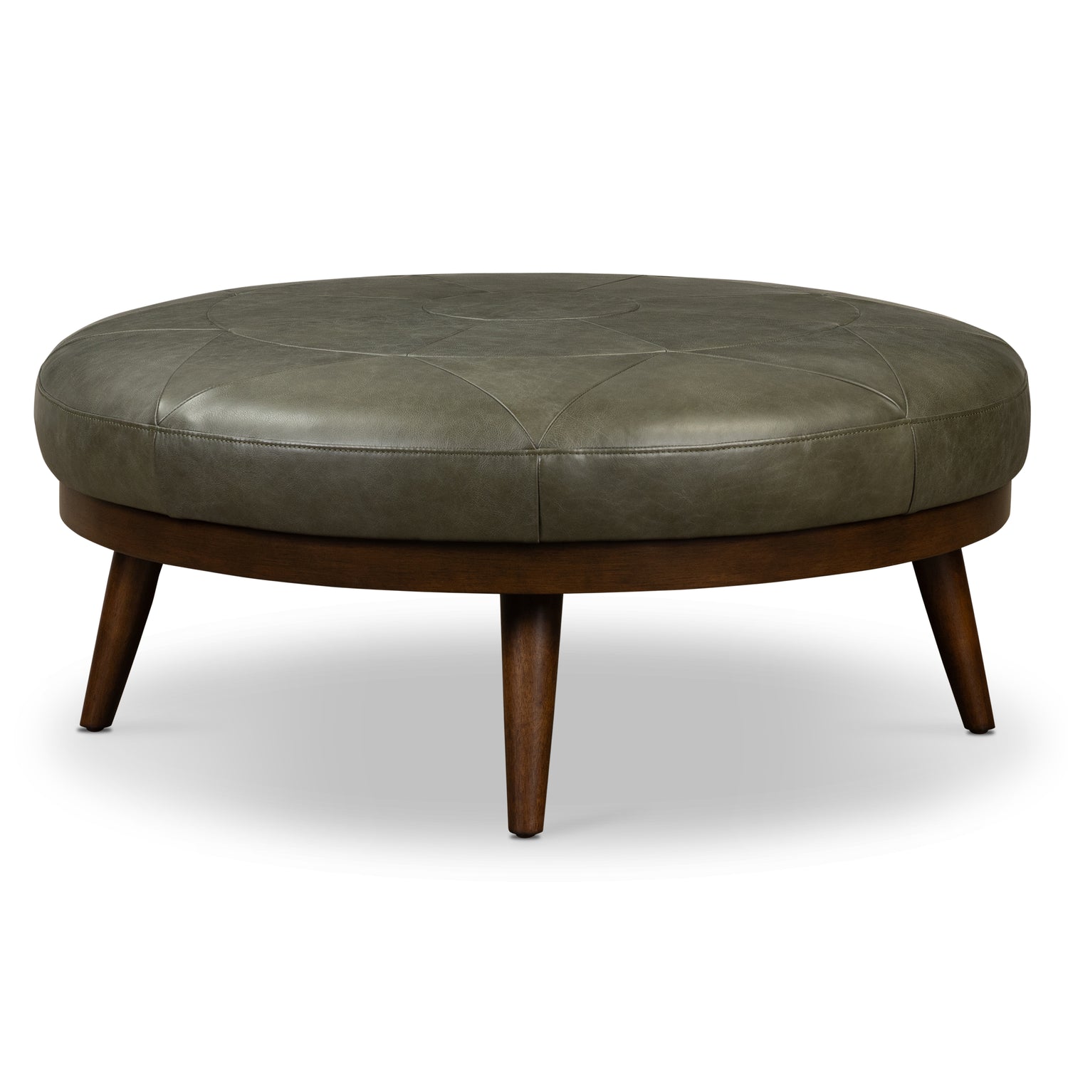 Gio Leather Ottoman | Olivine Green 
