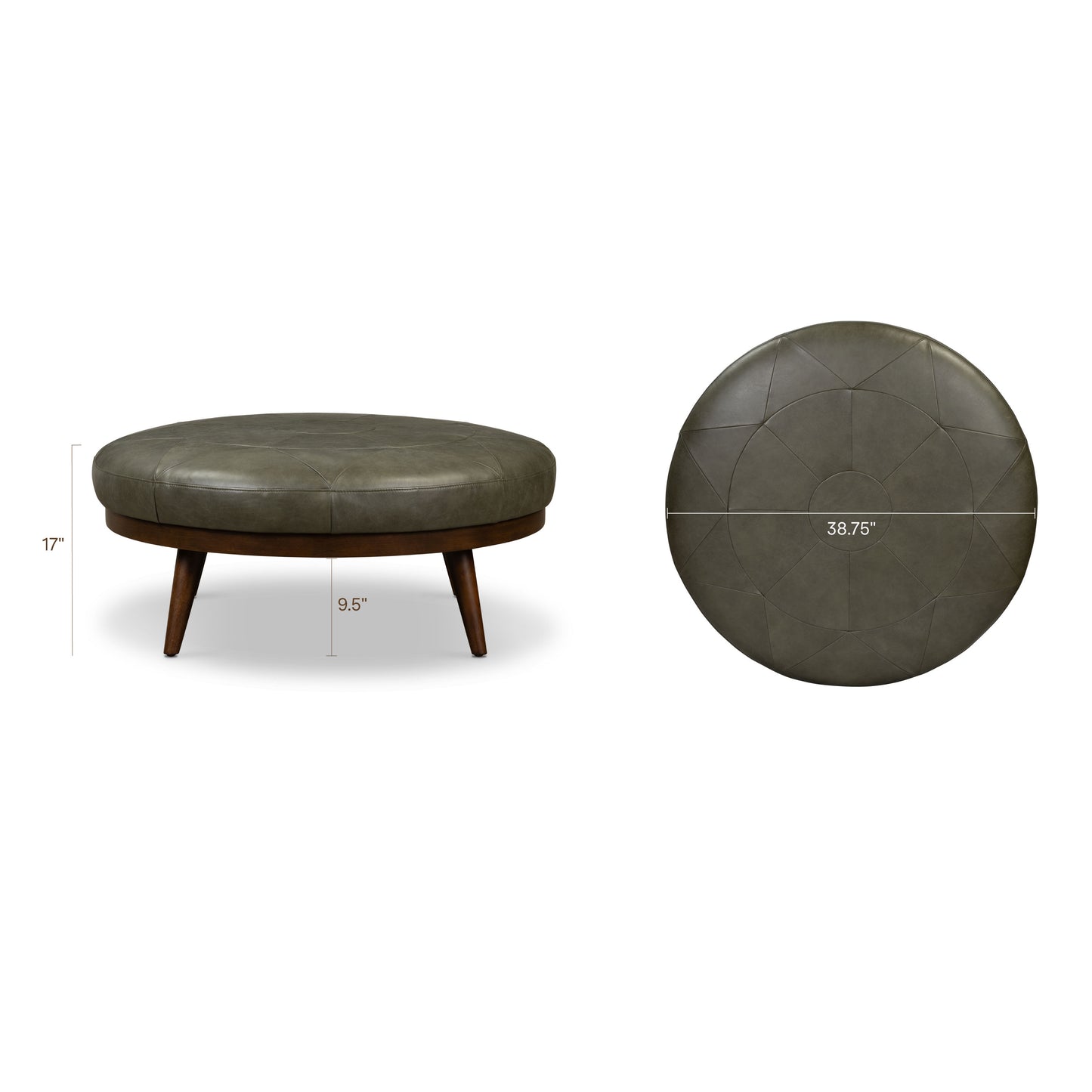 Gio Leather Ottoman | Olivine Green