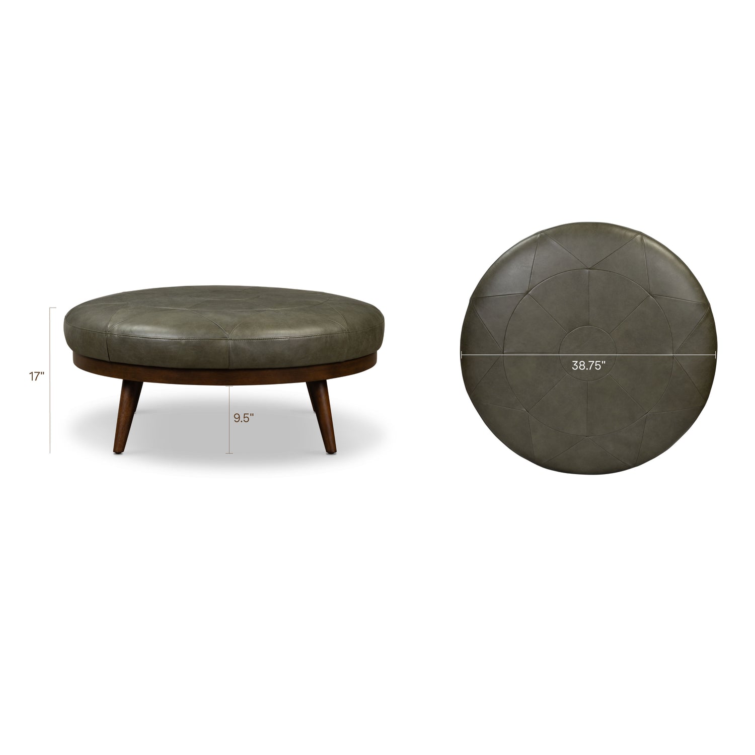 Gio Leather Ottoman | Olivine Green 