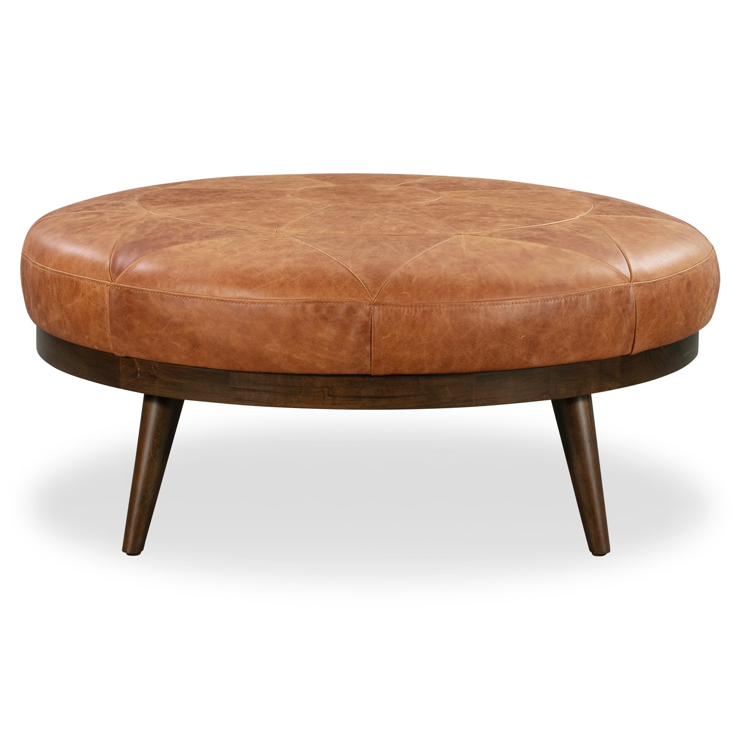 Gio Leather Ottoman | Cognac Tan 