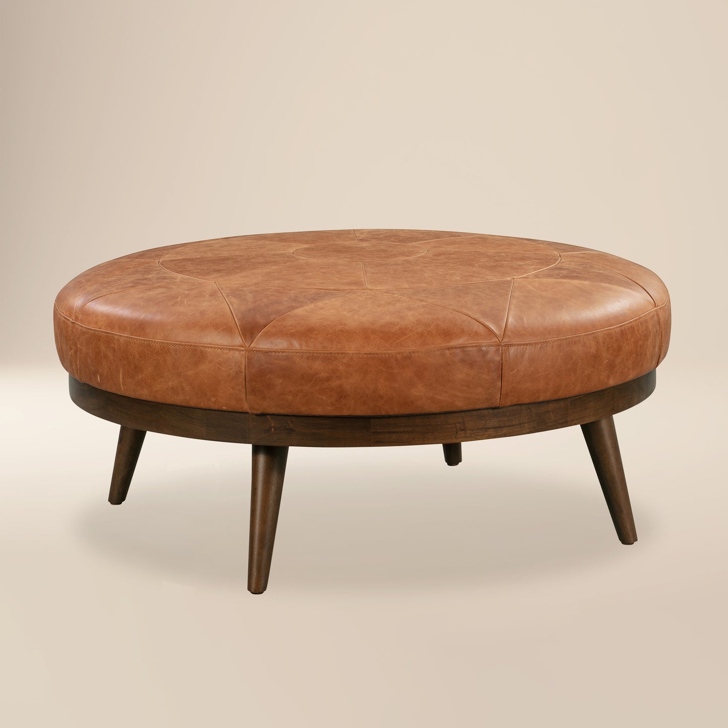 Gio Leather Ottoman | Cognac Tan