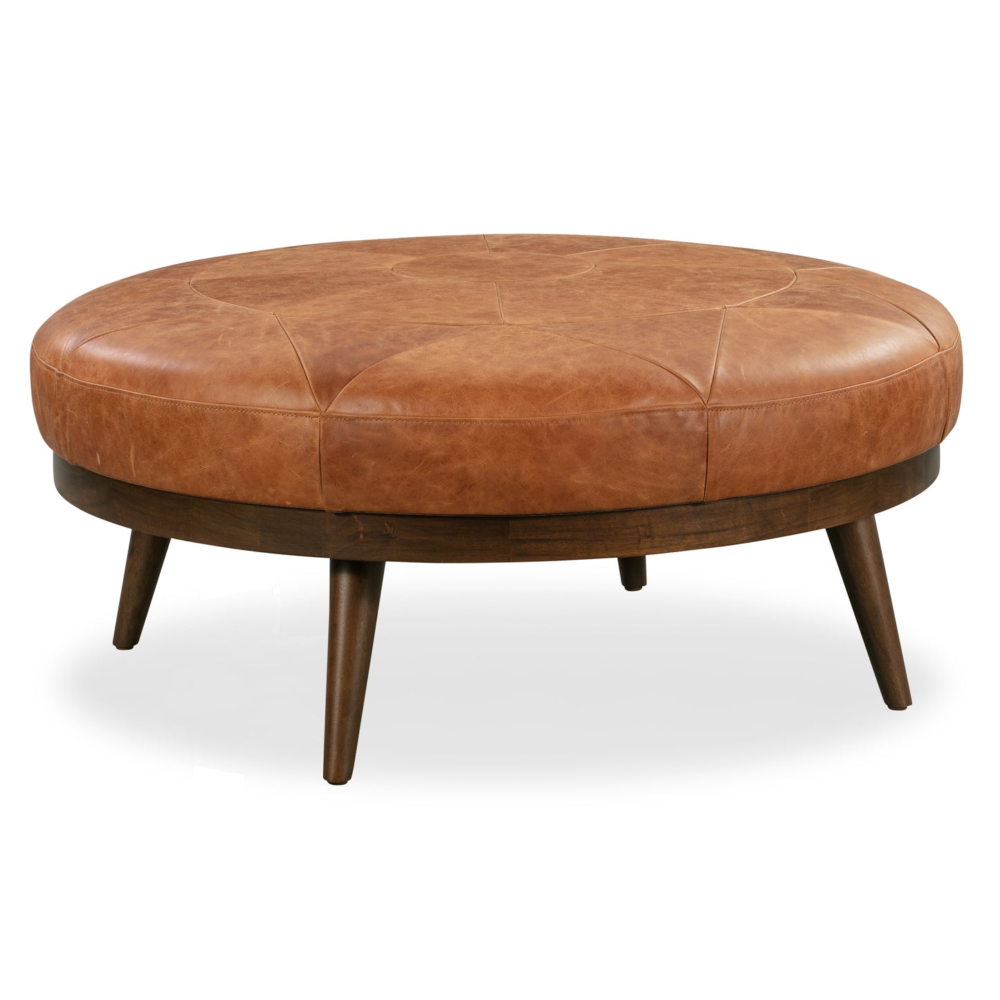 Gio Leather Ottoman | Cognac Tan