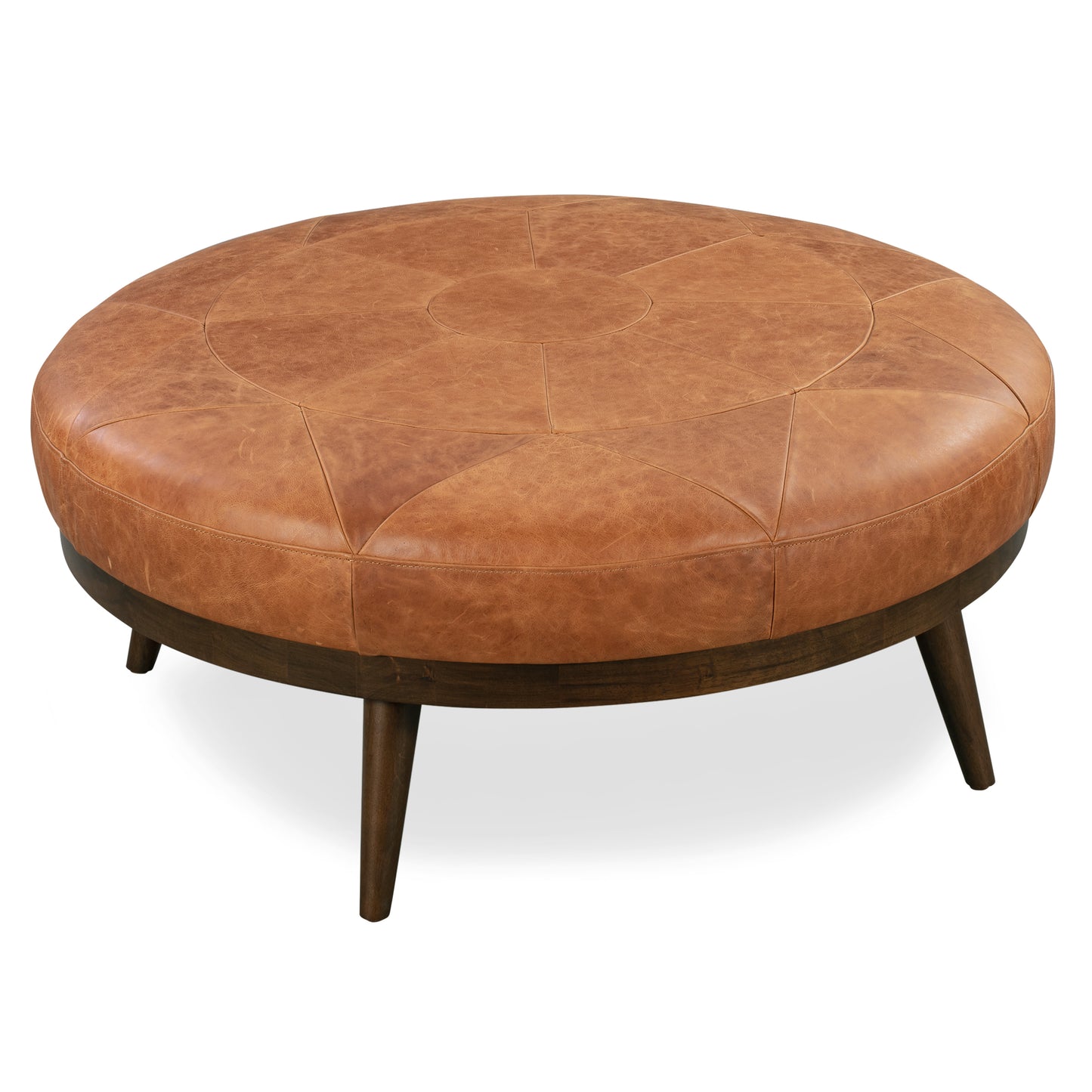 Gio Leather Ottoman | Cognac Tan