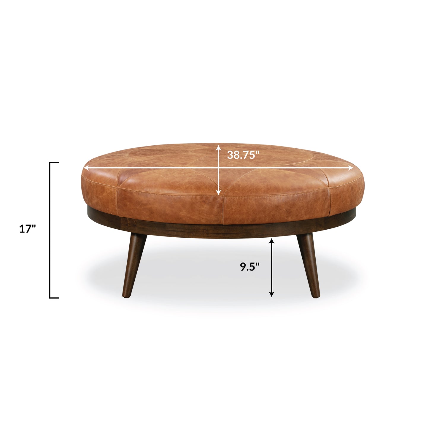 Gio Leather Ottoman | Cognac Tan 