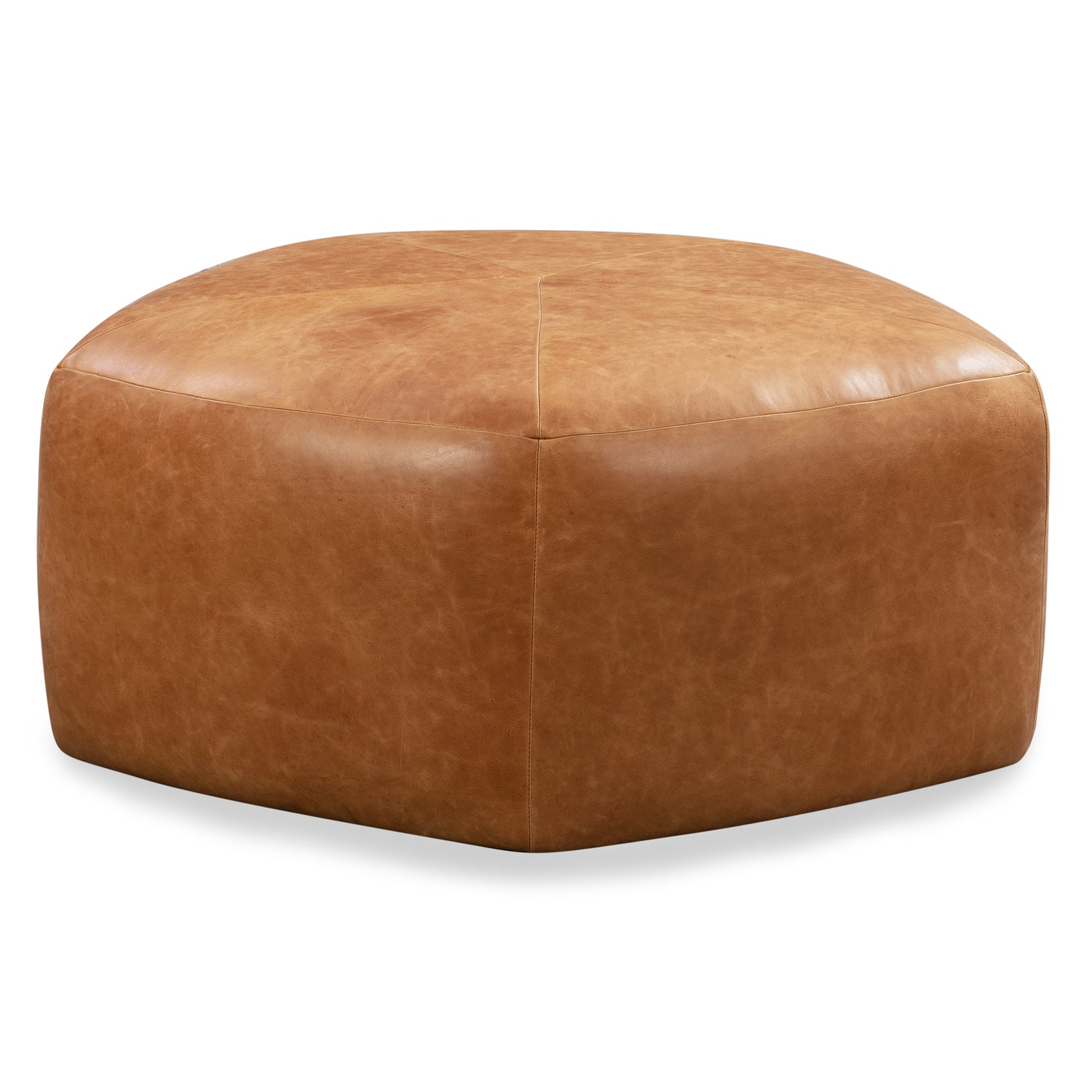 Porto Leather Ottoman | Cognac Tan 