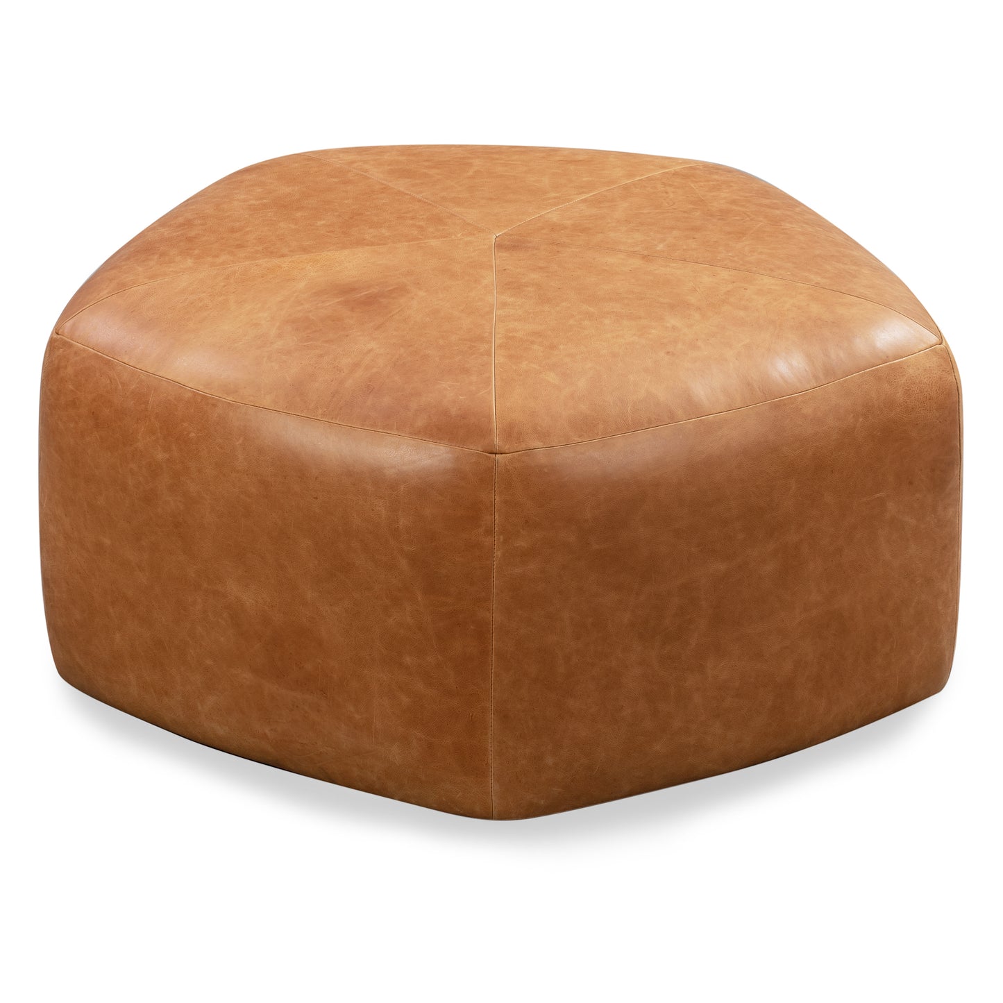 Porto Leather Ottoman | Cognac Tan
