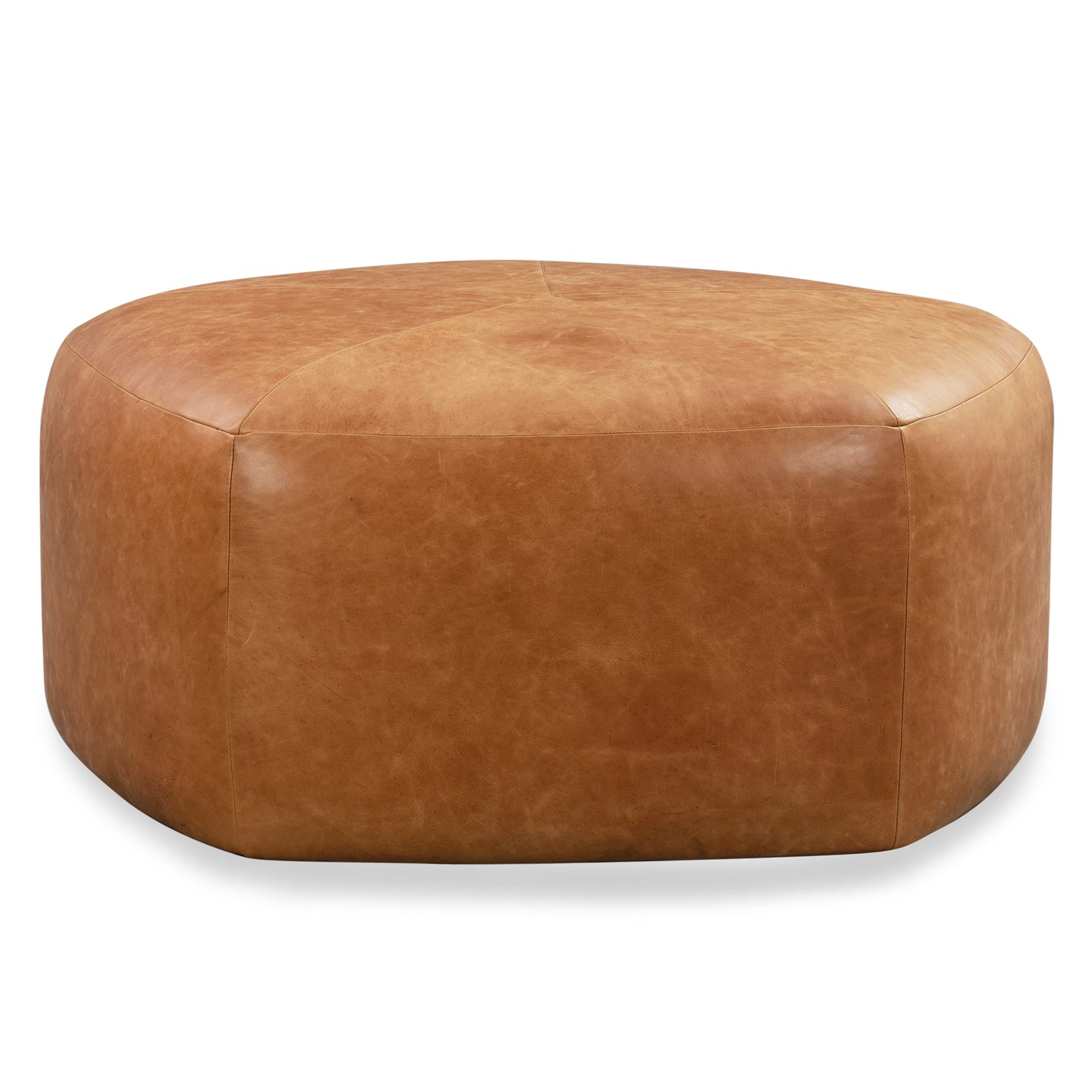 Porto Leather Ottoman | Cognac Tan