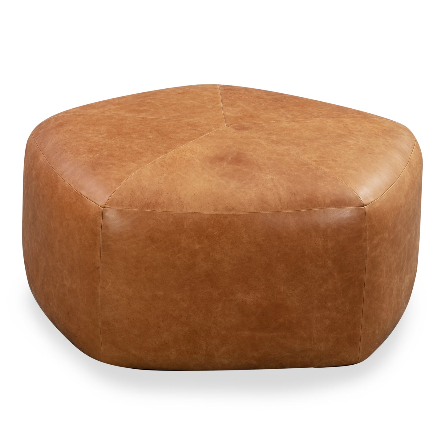 Porto Leather Ottoman | Cognac Tan