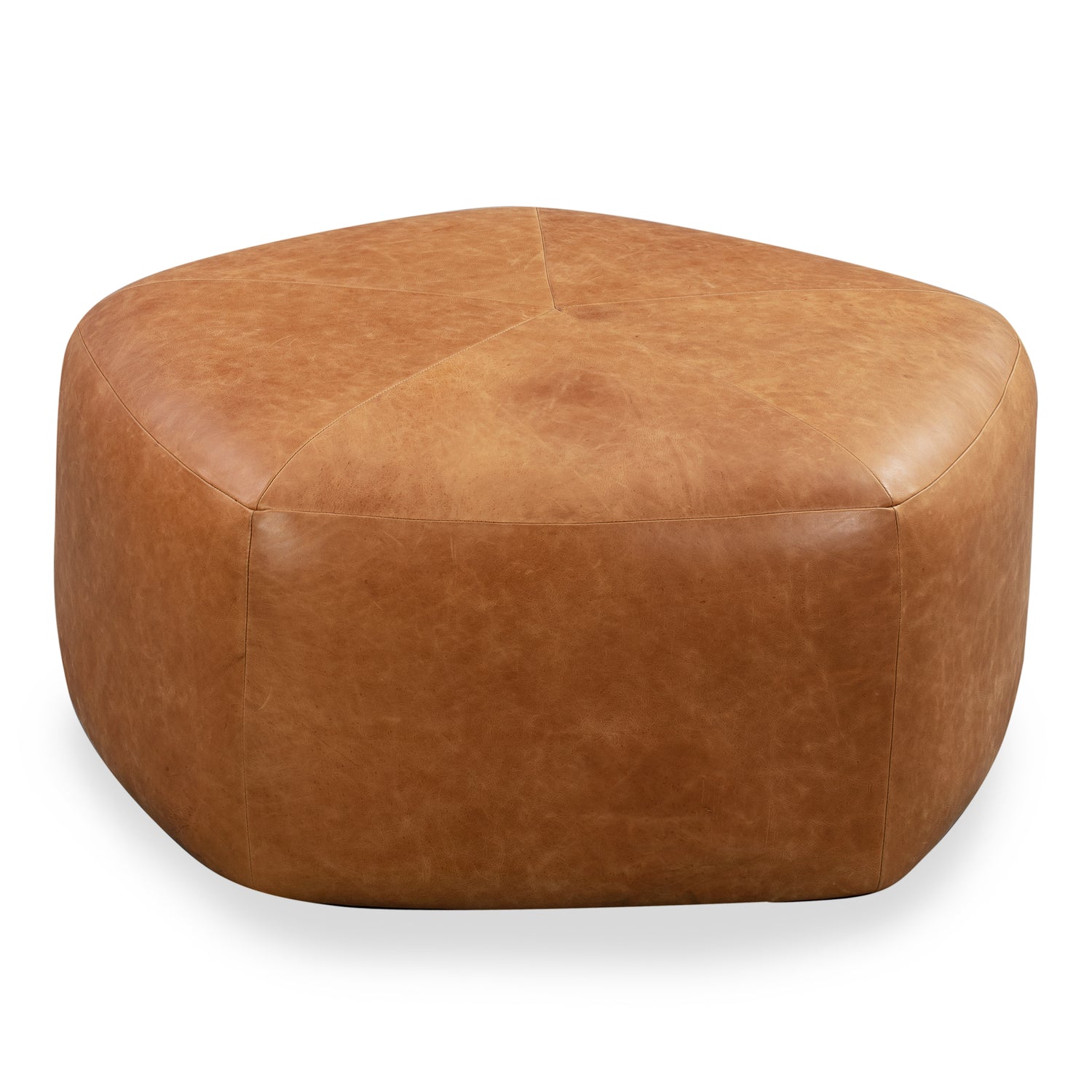 Porto Leather Ottoman | Cognac Tan 