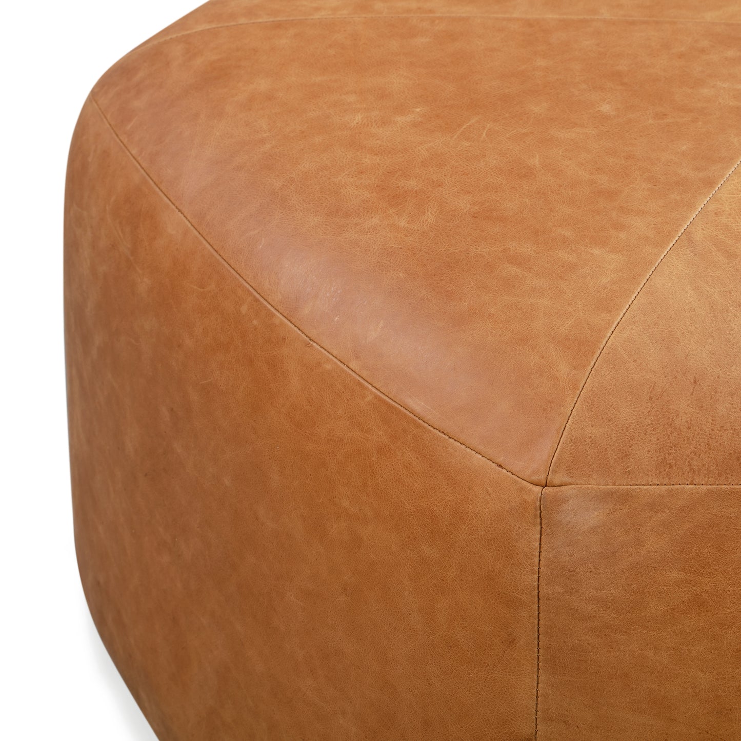 Porto Leather Ottoman | Cognac Tan