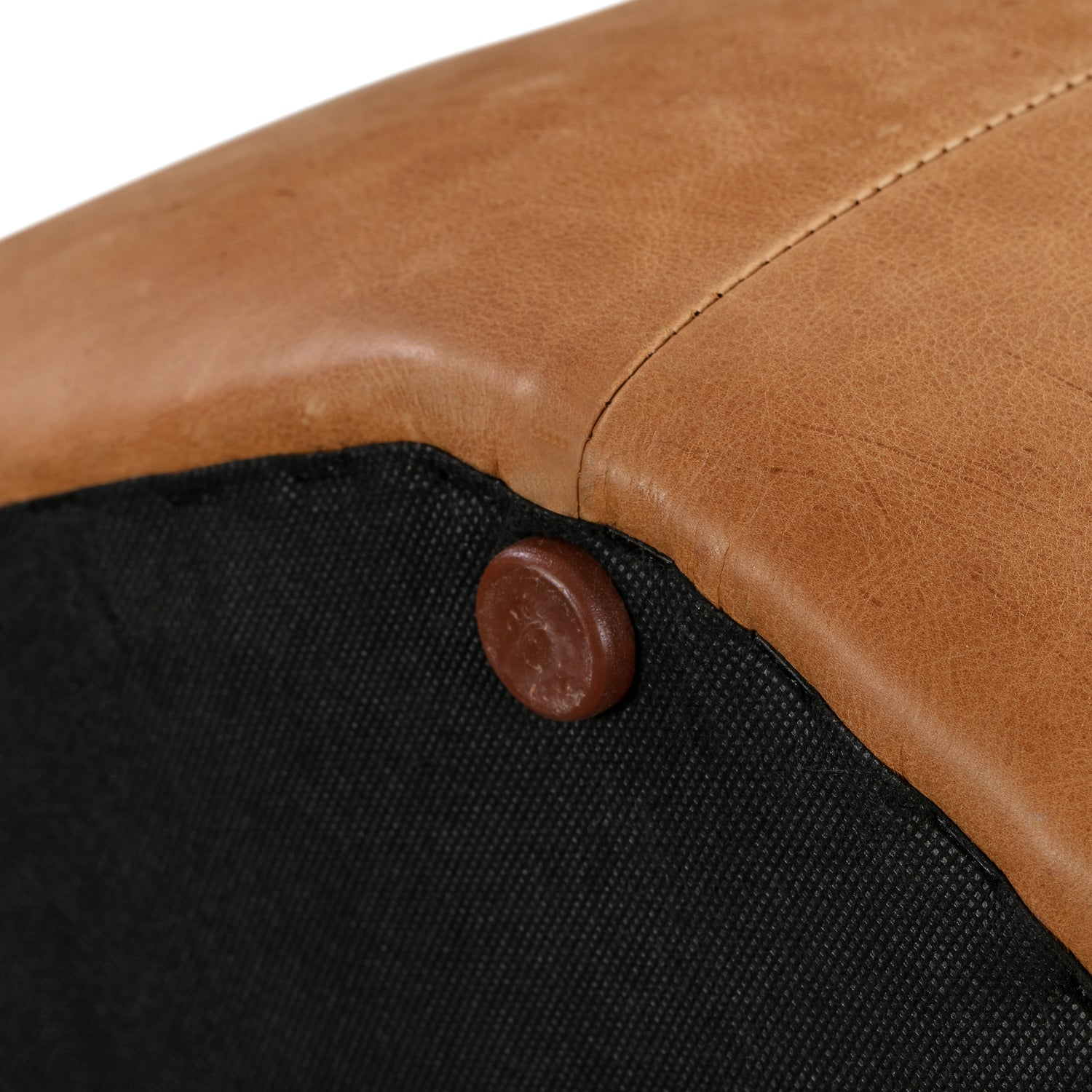 Porto Leather Ottoman | Cognac Tan 