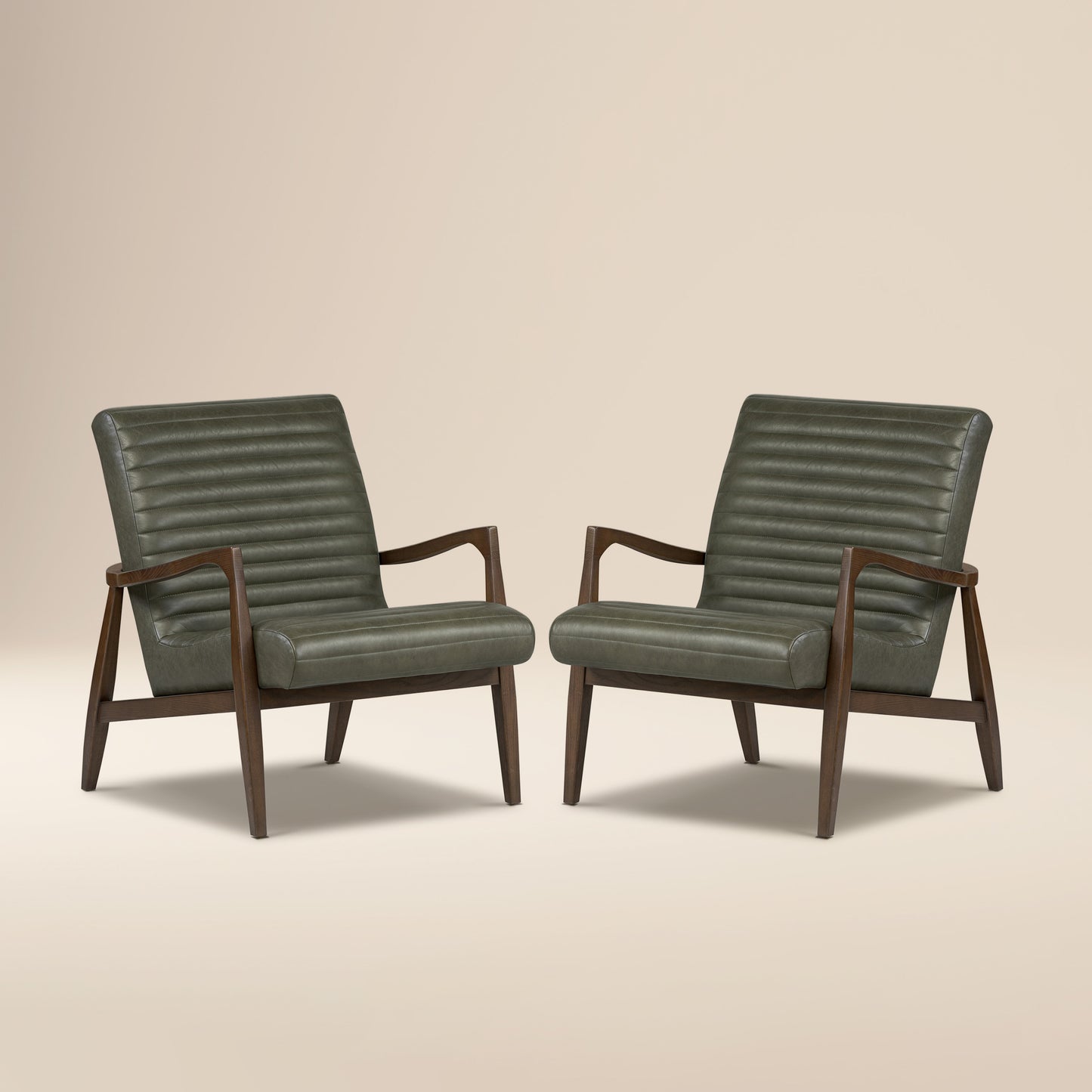 Rowan Leather Lounge Chair | Olivine Green | Set of 2