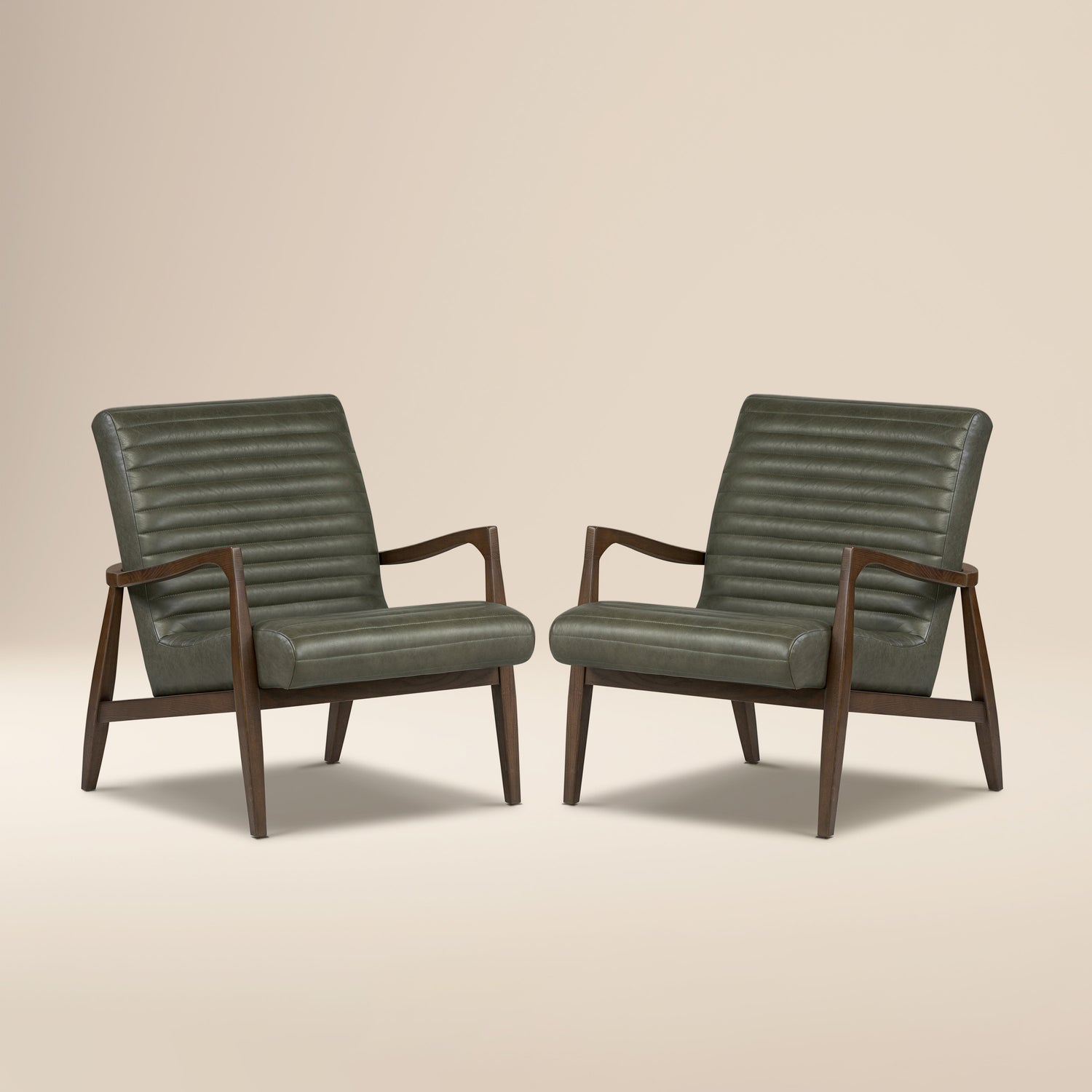 Rowan Leather Lounge Chair | Olivine Green | Set of 2 