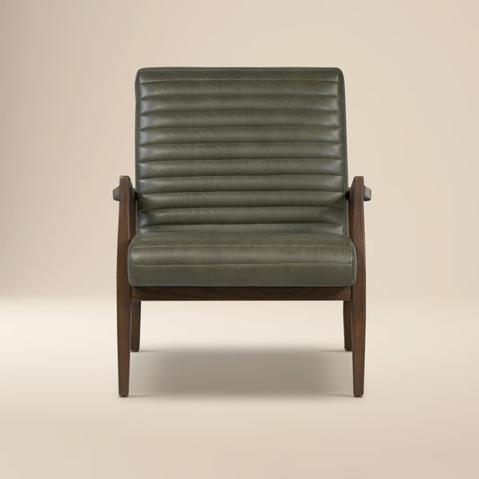 Rowan Leather Lounge Chair | Olivine Green | Single