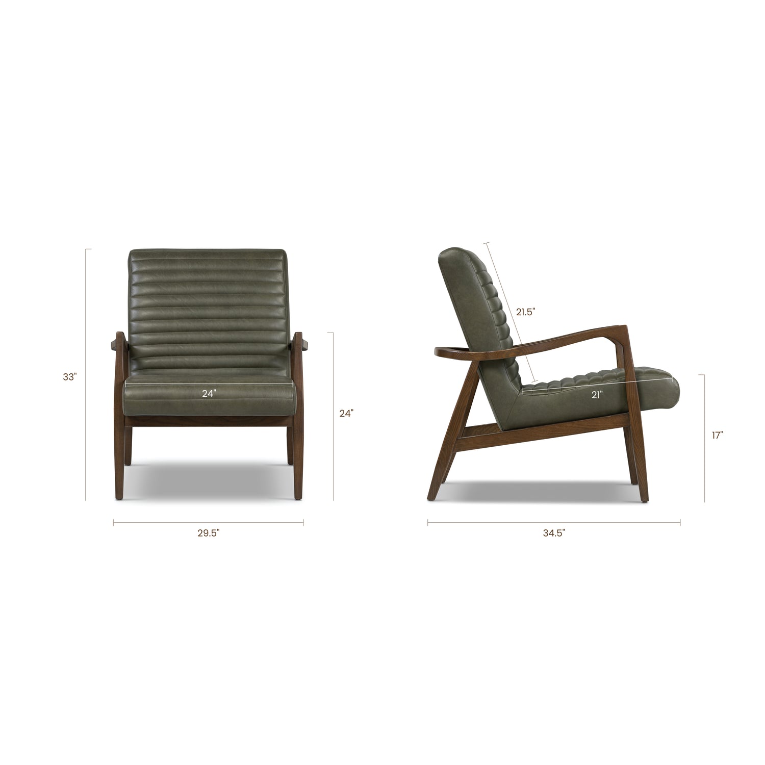 Rowan Leather Lounge Chair | Olivine Green | Set of 2 