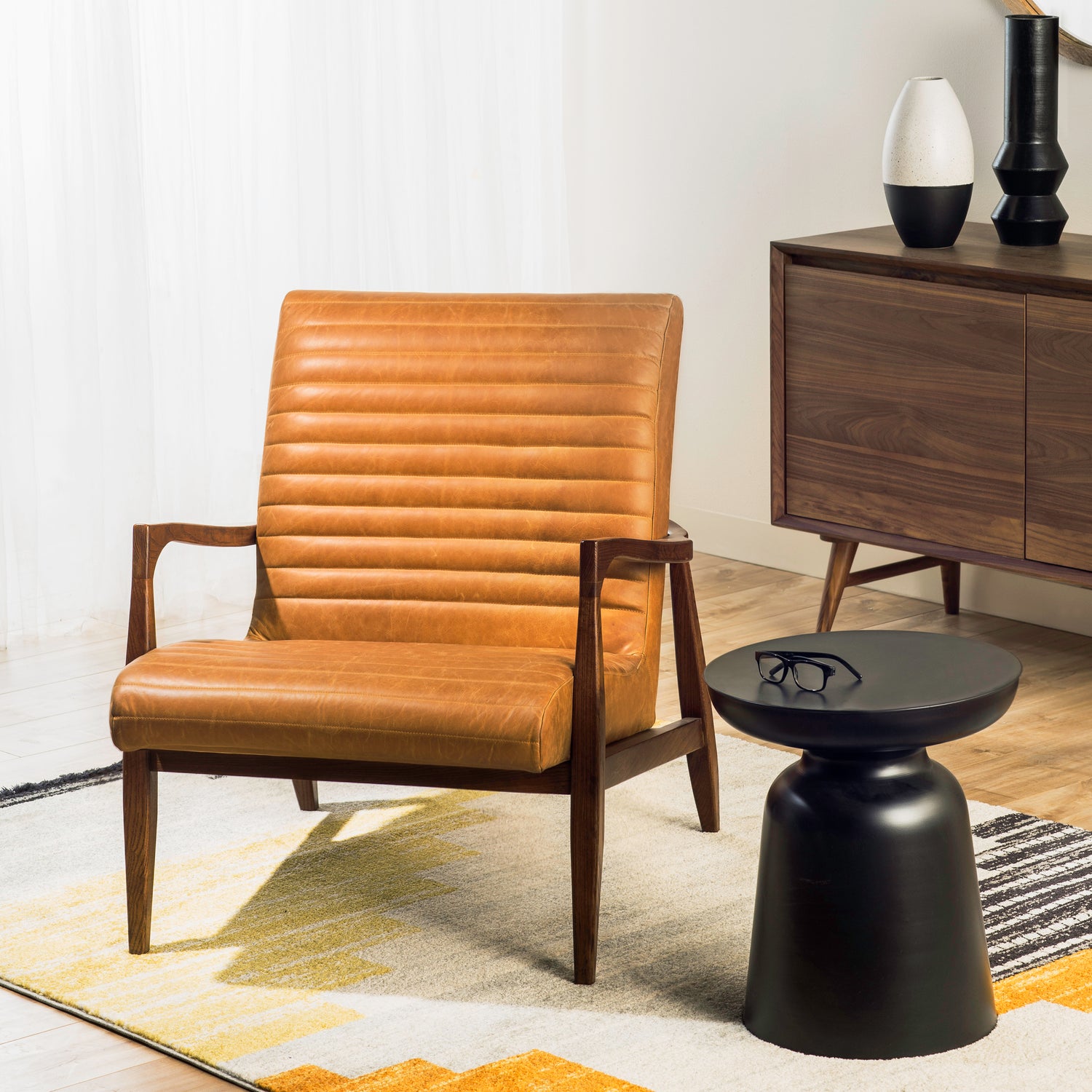 Rowan Leather Lounge Chair | Cognac Tan | Set of 2 lifestyle_image