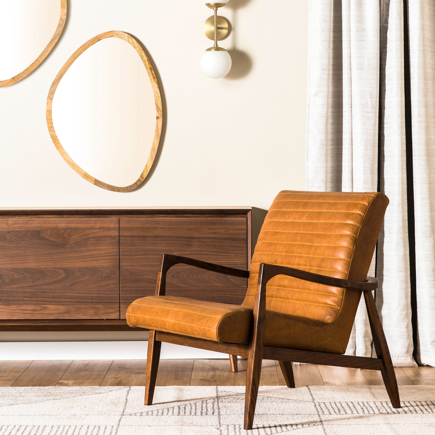 Rowan Leather Lounge Chair | Cognac Tan | Set of 2