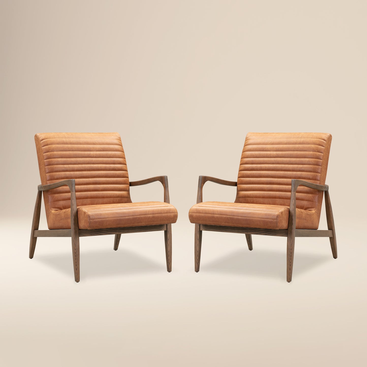 Rowan Leather Lounge Chair | Cognac Tan | Set of 2