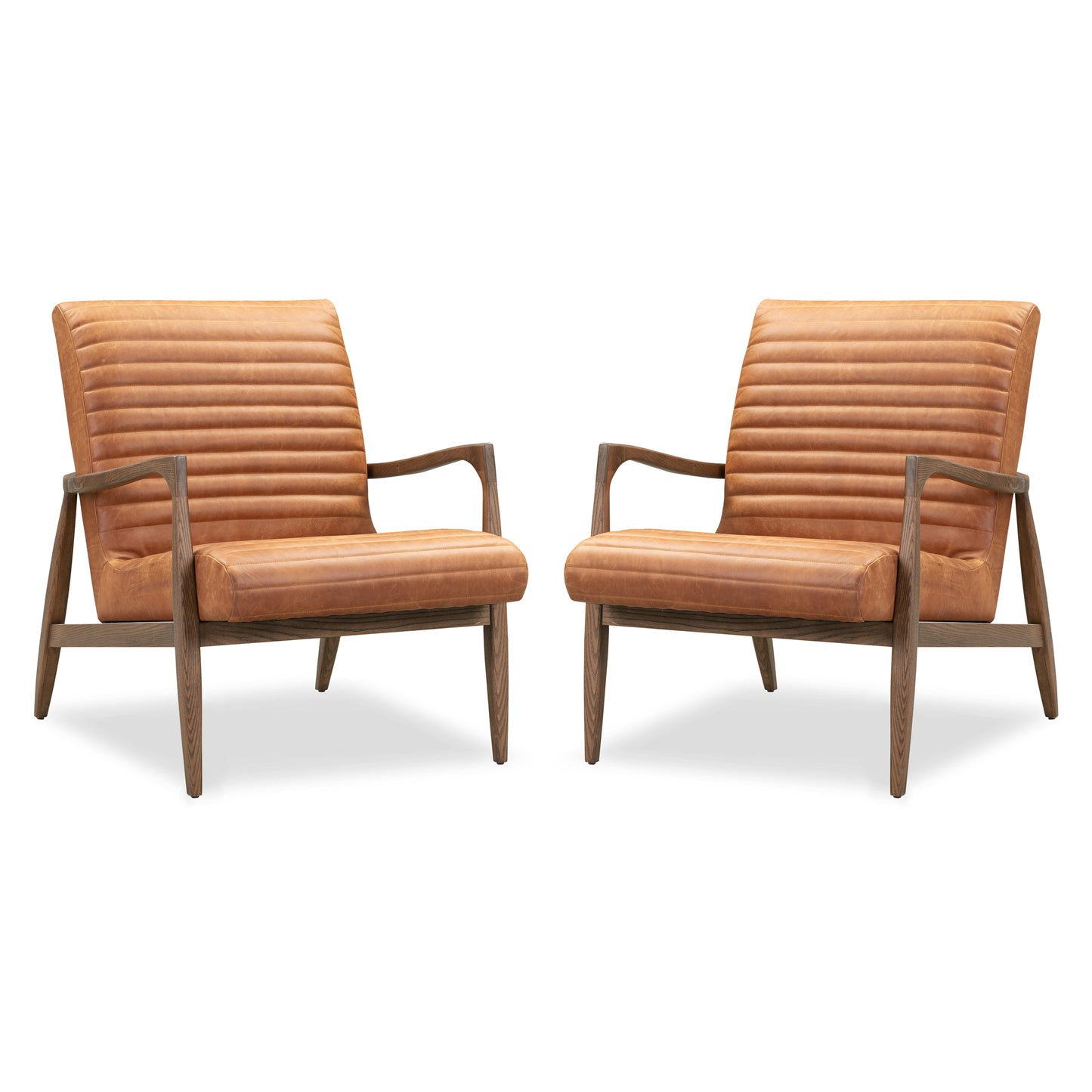 Rowan Leather Lounge Chair | Cognac Tan | Set of 2