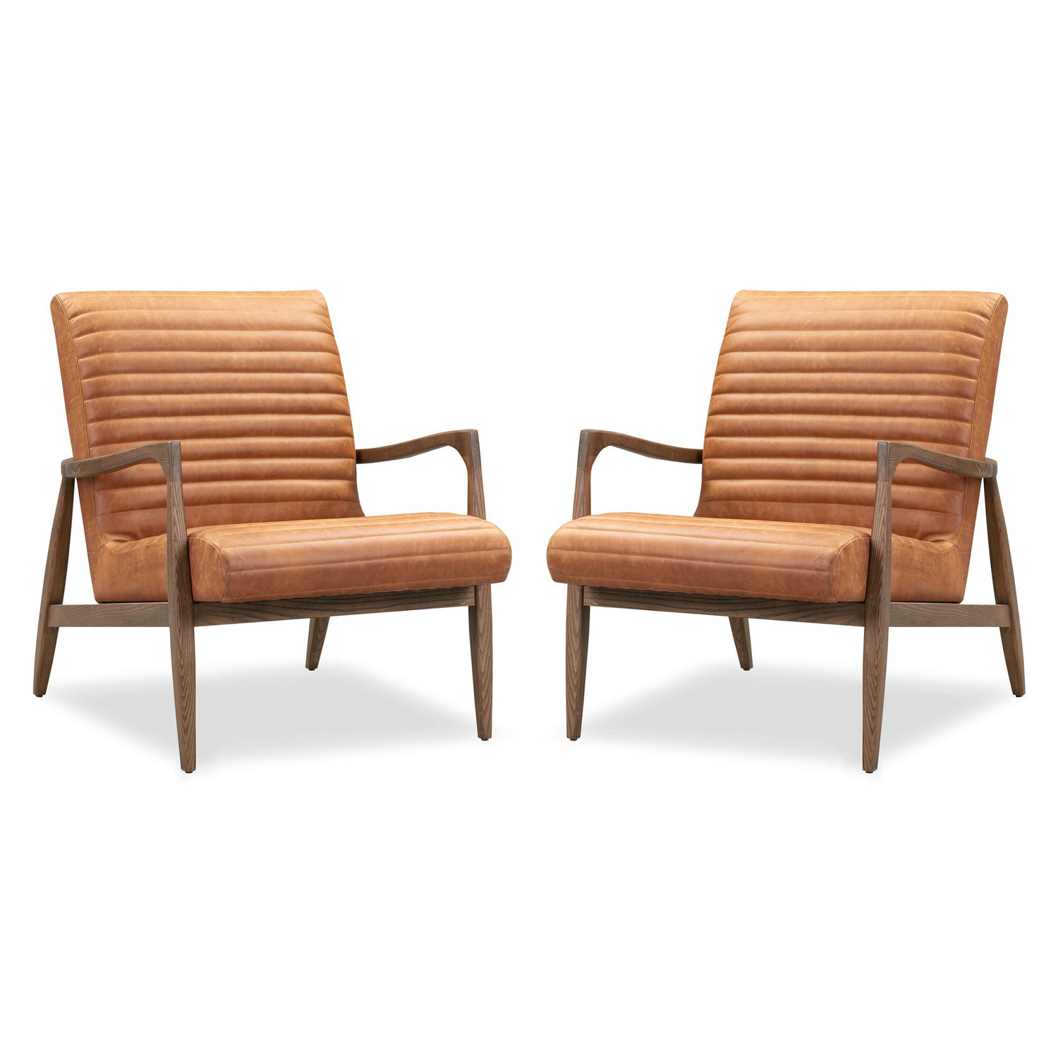 Rowan Leather Lounge Chair | Cognac Tan | Set of 2 