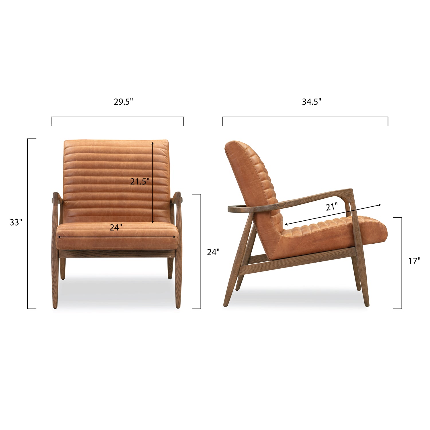 Rowan Leather Lounge Chair | Cognac Tan | Set of 2 