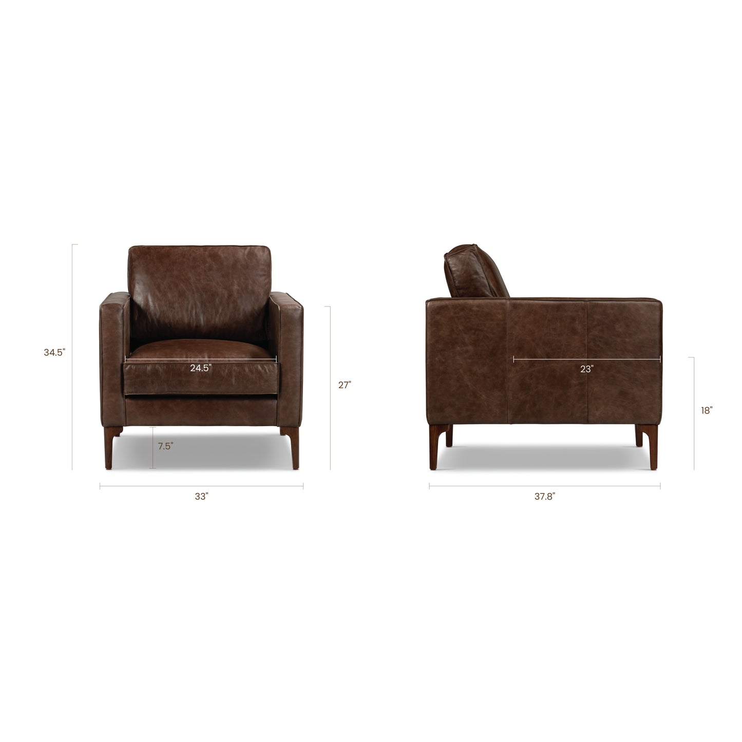 Mateo Leather Lounge Chair | Chocolate Brown