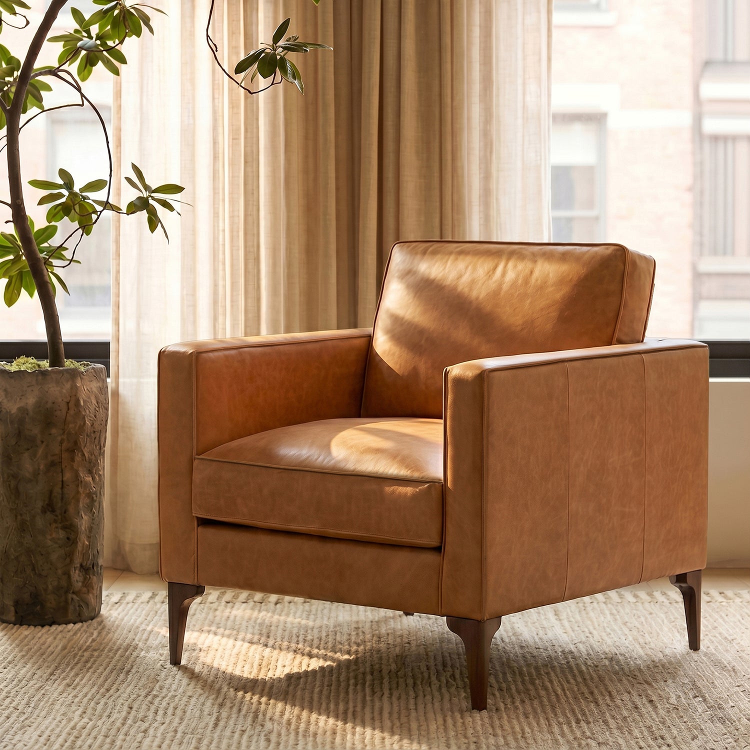 Mateo Leather Lounge Chair | Cognac Tan lifestyle_image