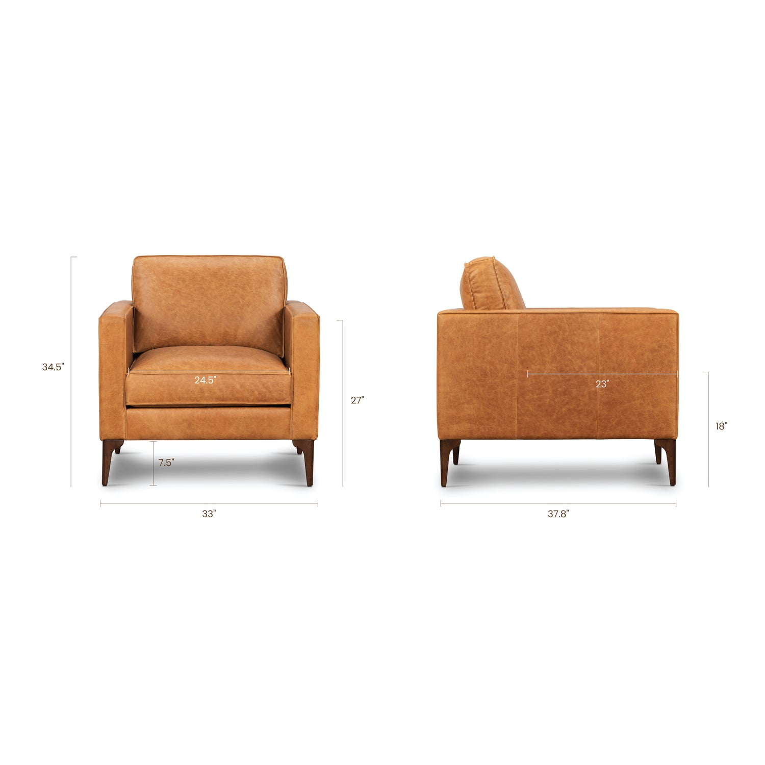 Mateo Leather Lounge Chair | Cognac Tan 