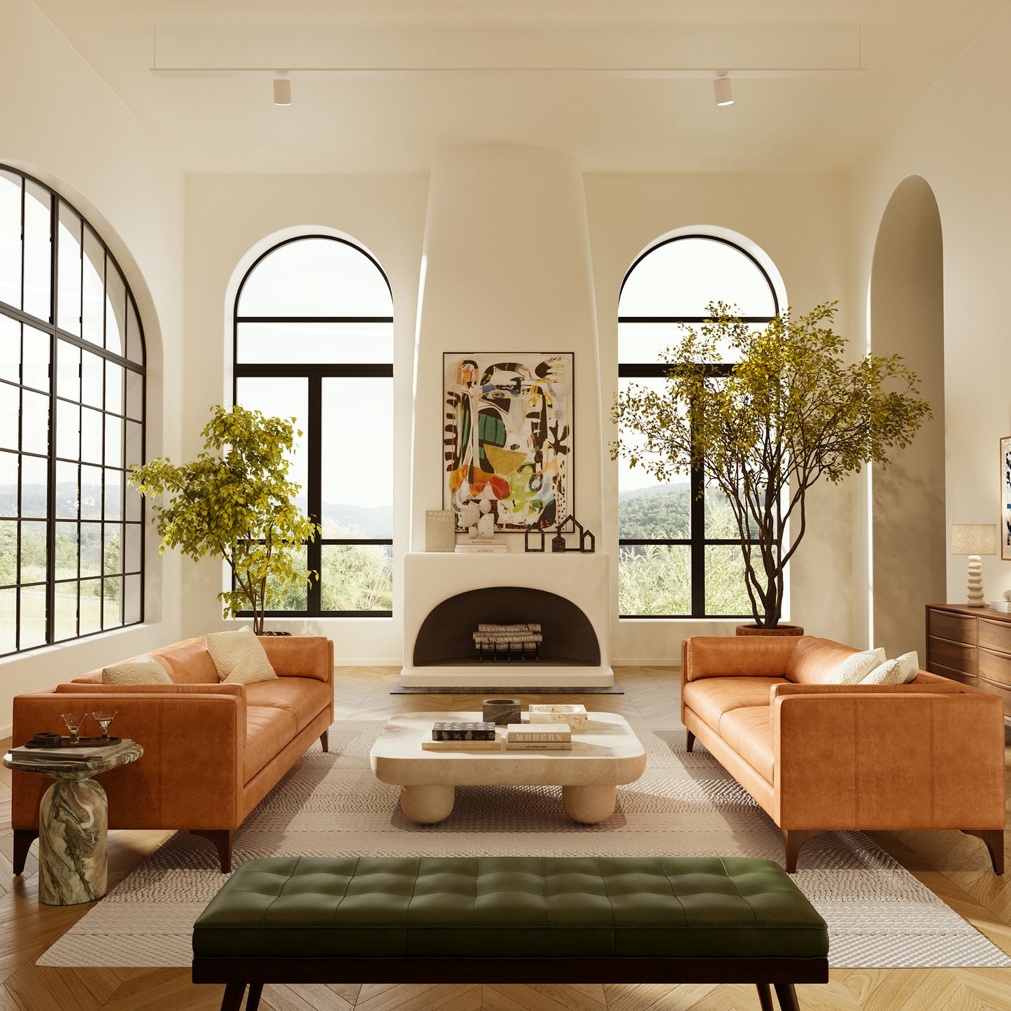 Argan 93" Leather Sofa | Cognac Tan