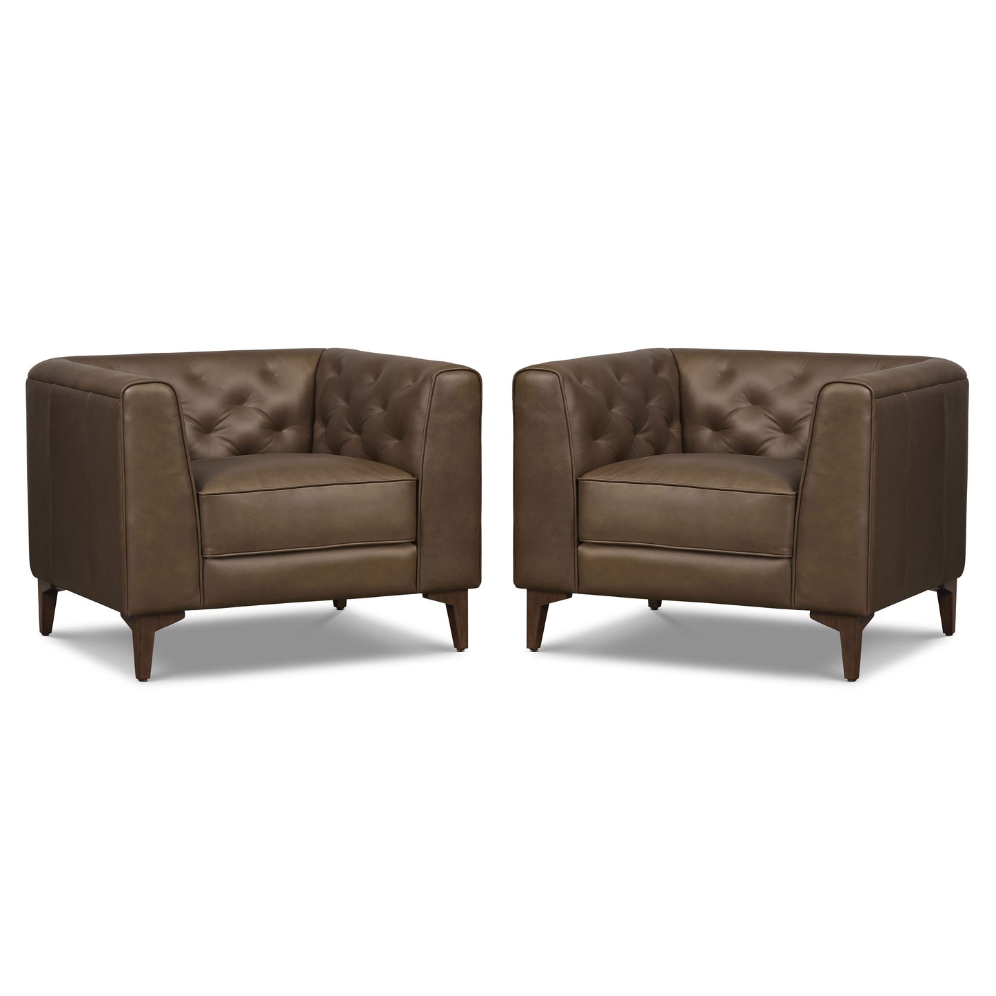Essex Leather Lounge Chair | Cocoa Brown | Set of 2