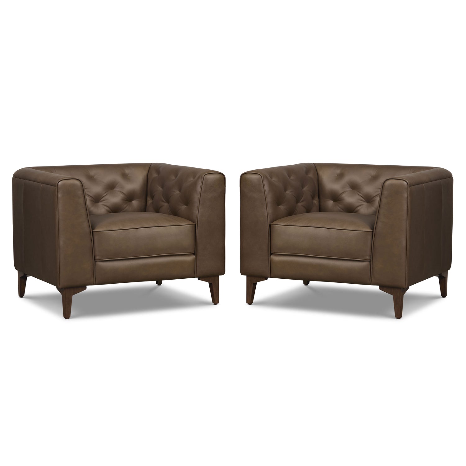 Essex Leather Lounge Chair | Cocoa Brown | Set of 2 