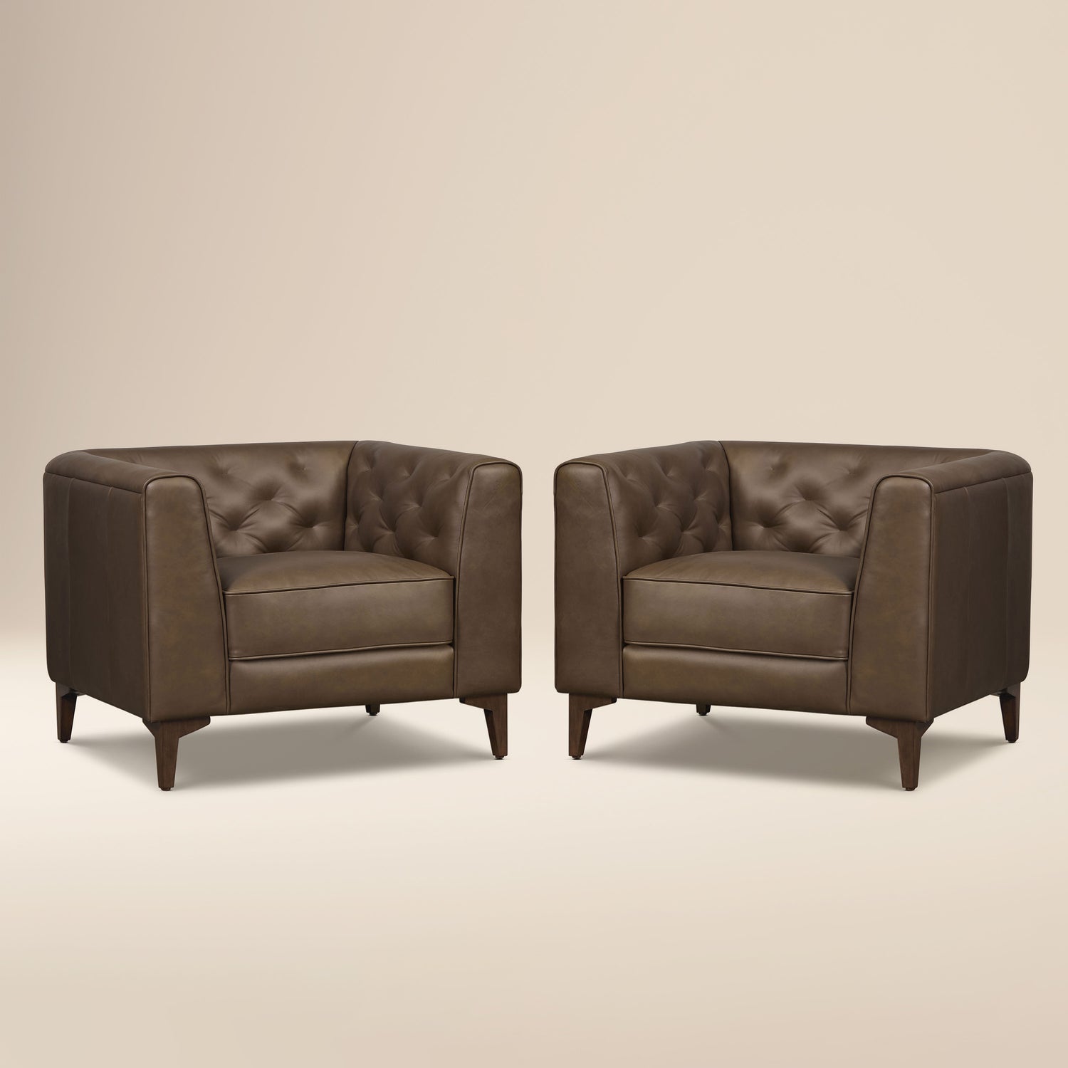 Essex Leather Lounge Chair | Cocoa Brown | Set of 2 