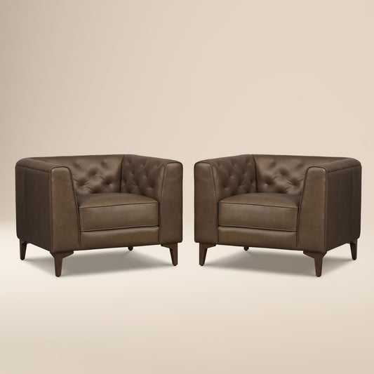 Essex Leather Lounge Chair | Cocoa Brown | Set of 2